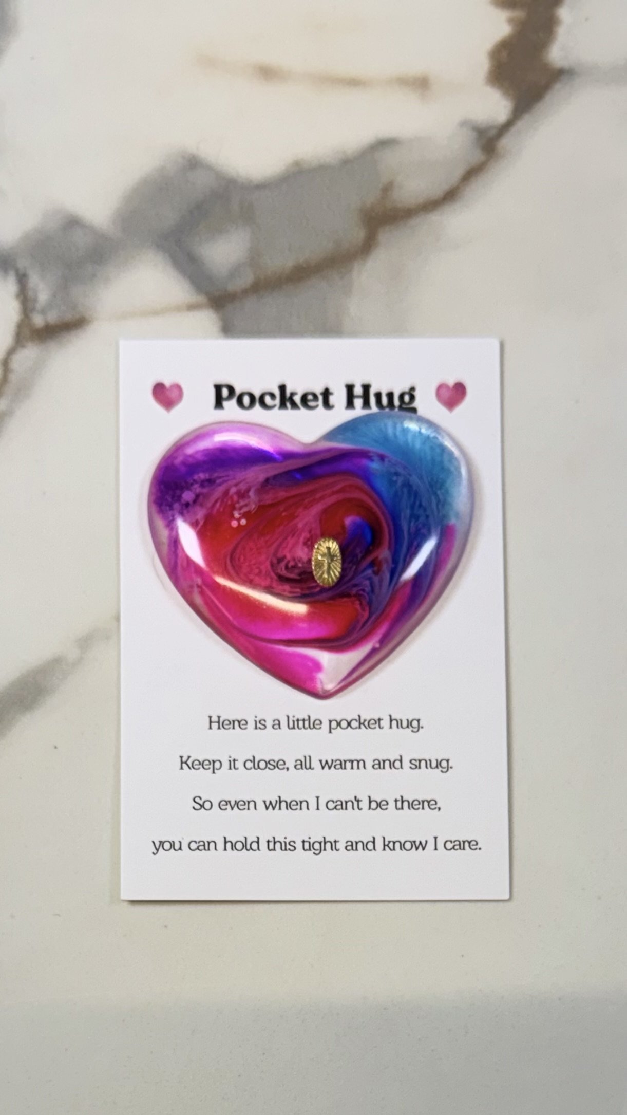 Resin Heart Pocket Hug with Quote Card #562