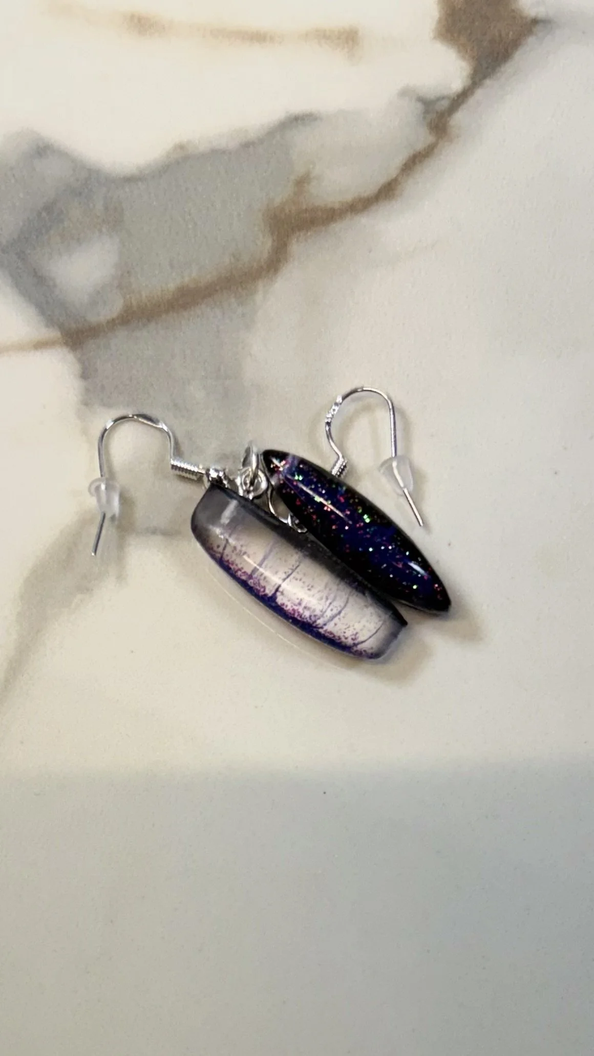 Black & Glitter Resin Earrings #61