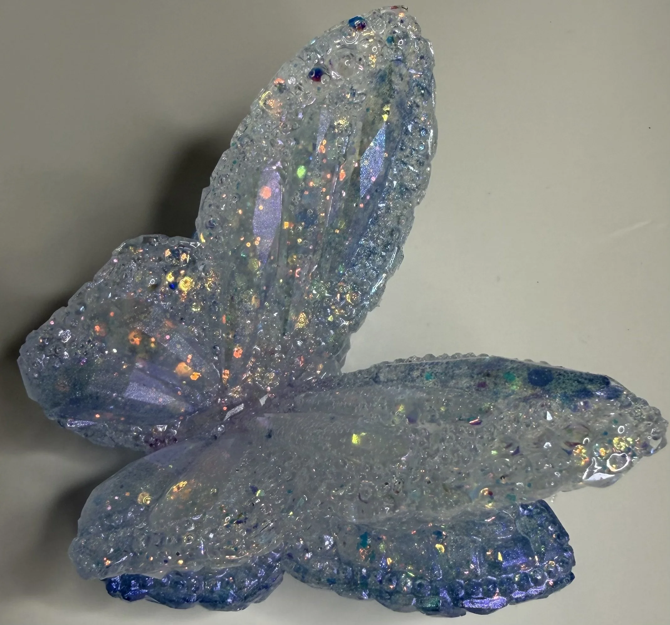 Sparkly Light Blue 3D Resin Butterfly Décor
