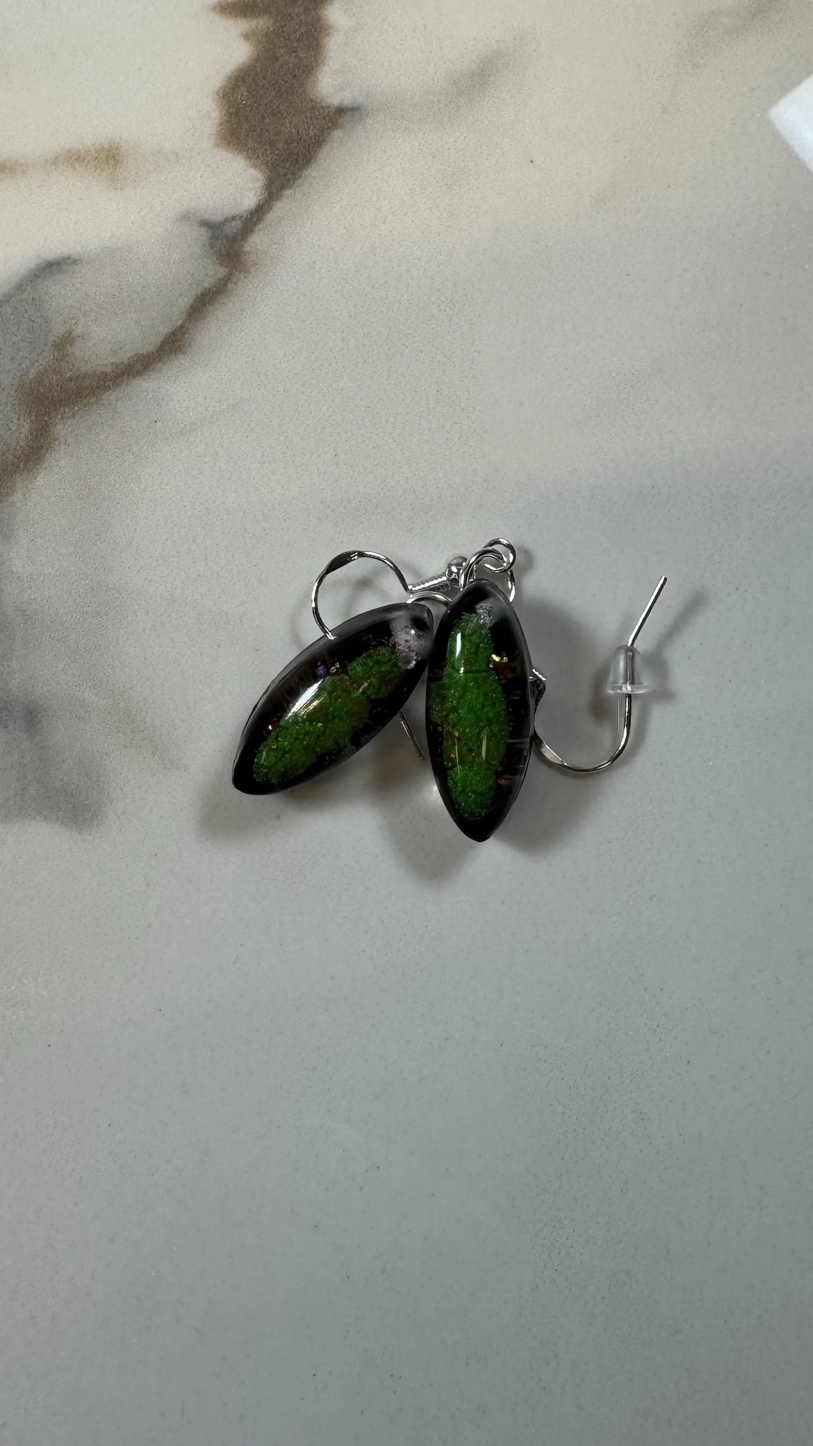 Glittering Oval Resin Earrings #81