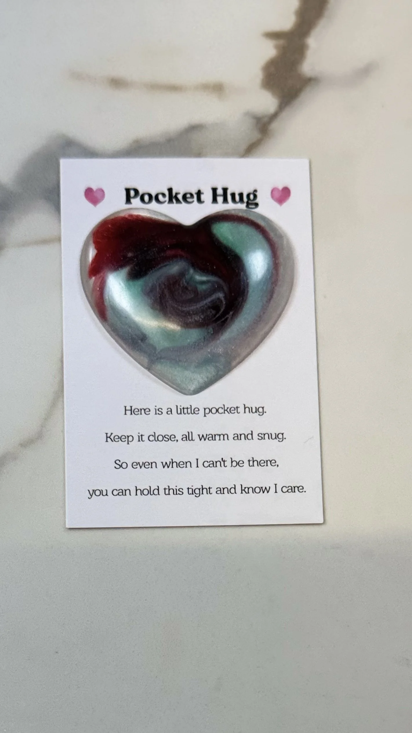 Heartfelt Resin Pocket Hug with Quote Card #533