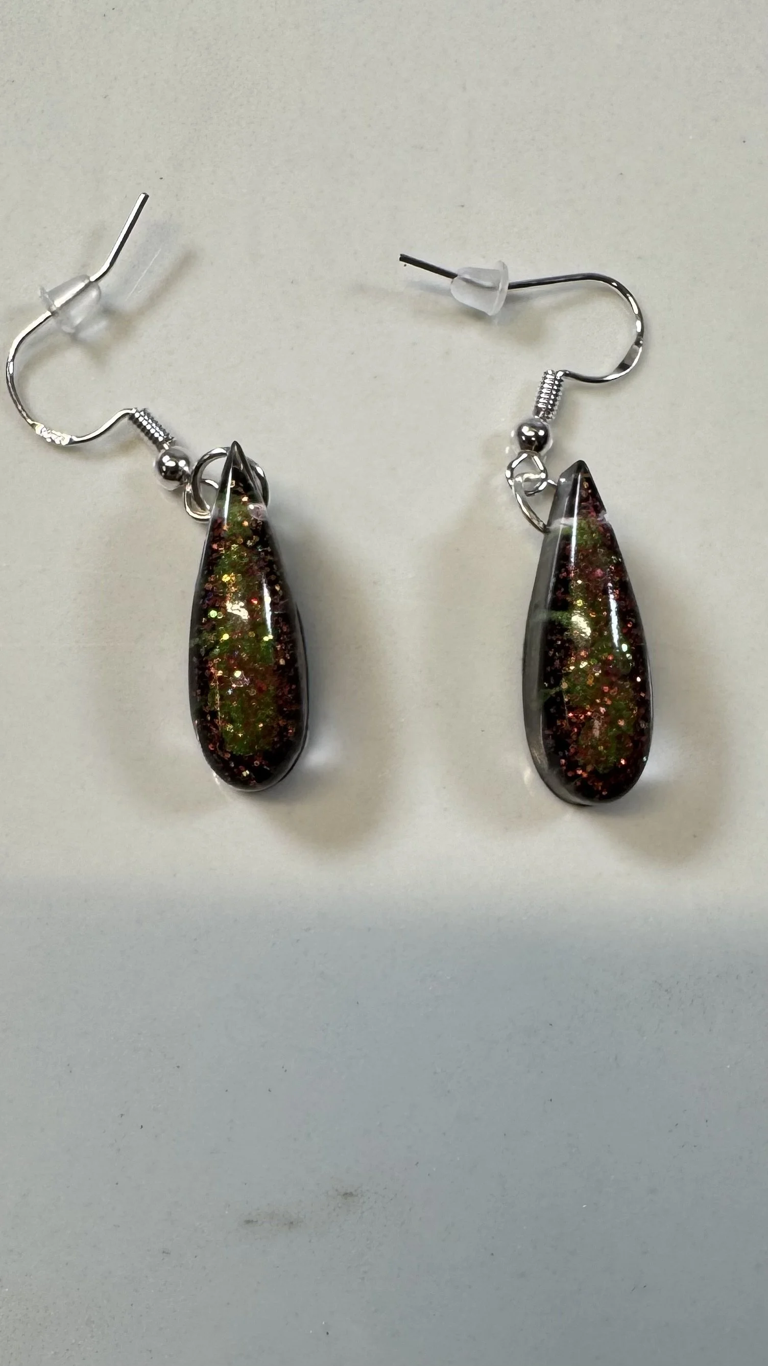 Handmade Glitter Resin Tear Drop Earrings #91