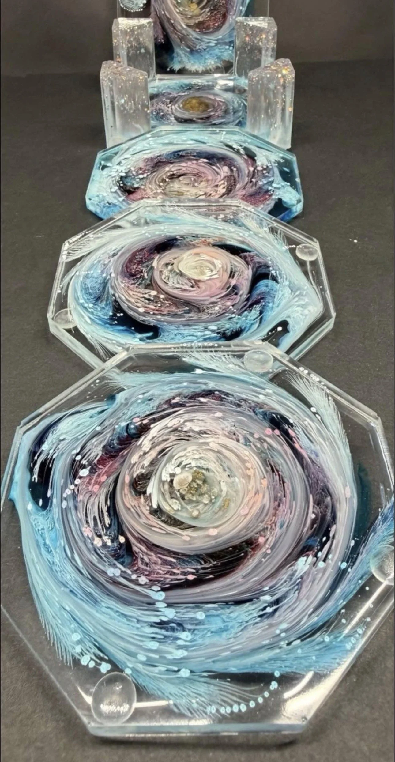 Resin Galaxy Coaster Set With Holder