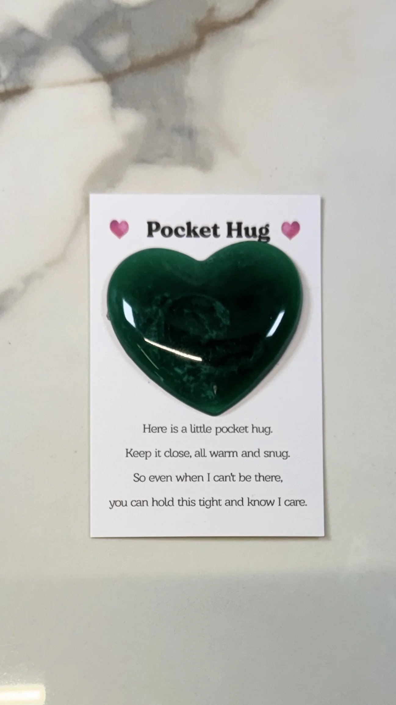 Heartfelt Resin Pocket Hug with Quote Card #363