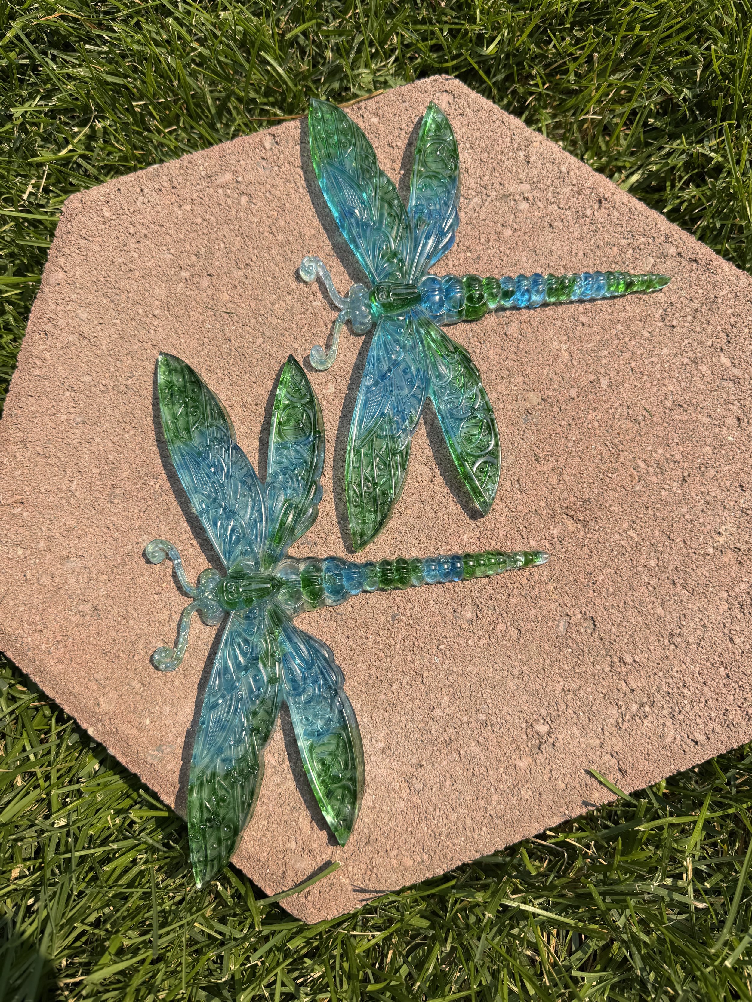 Handcrafted Resin Dragonfly Duo - Blue & Green #87