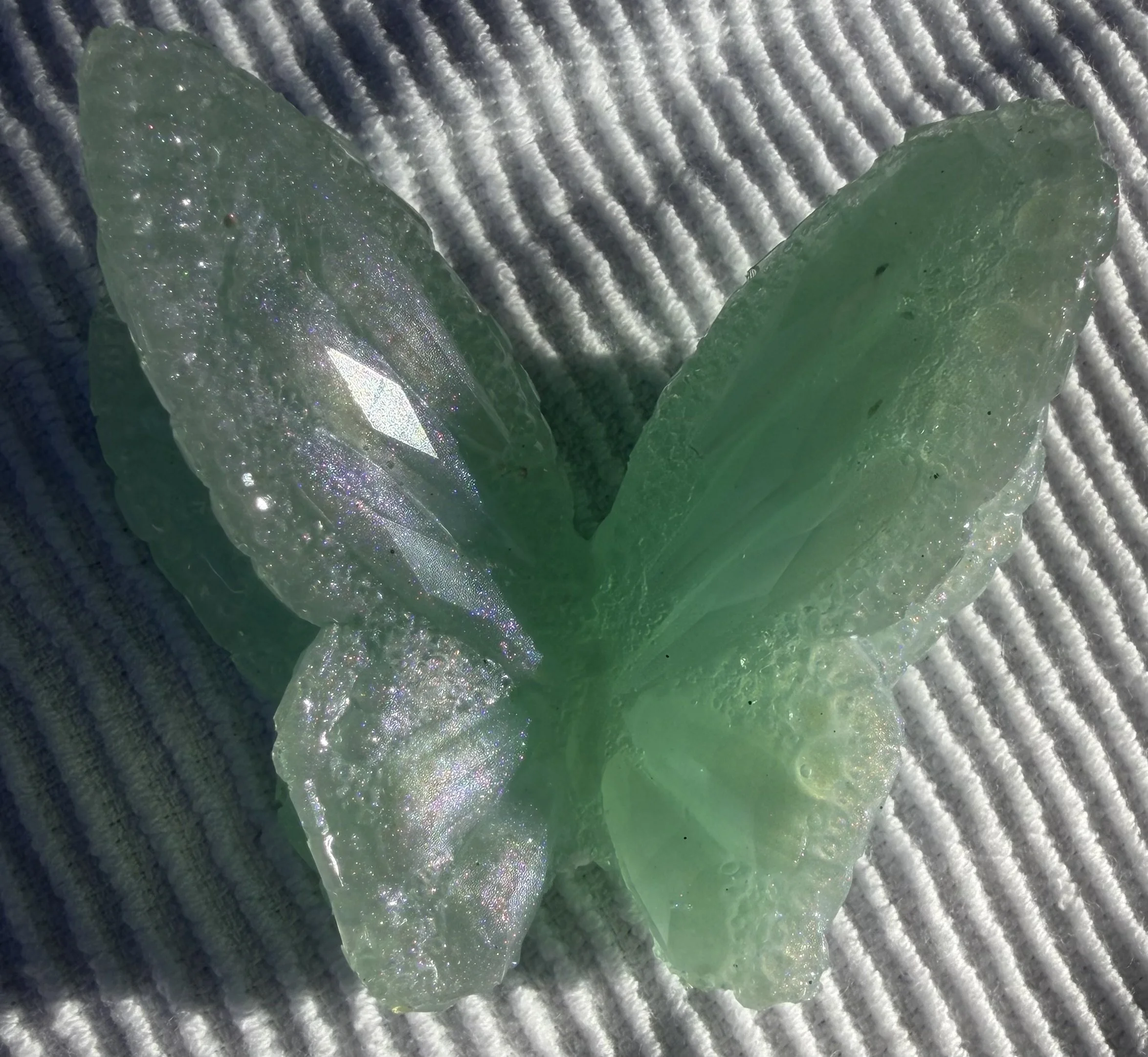 Handmade Crystal-Look Green Resin Butterfly