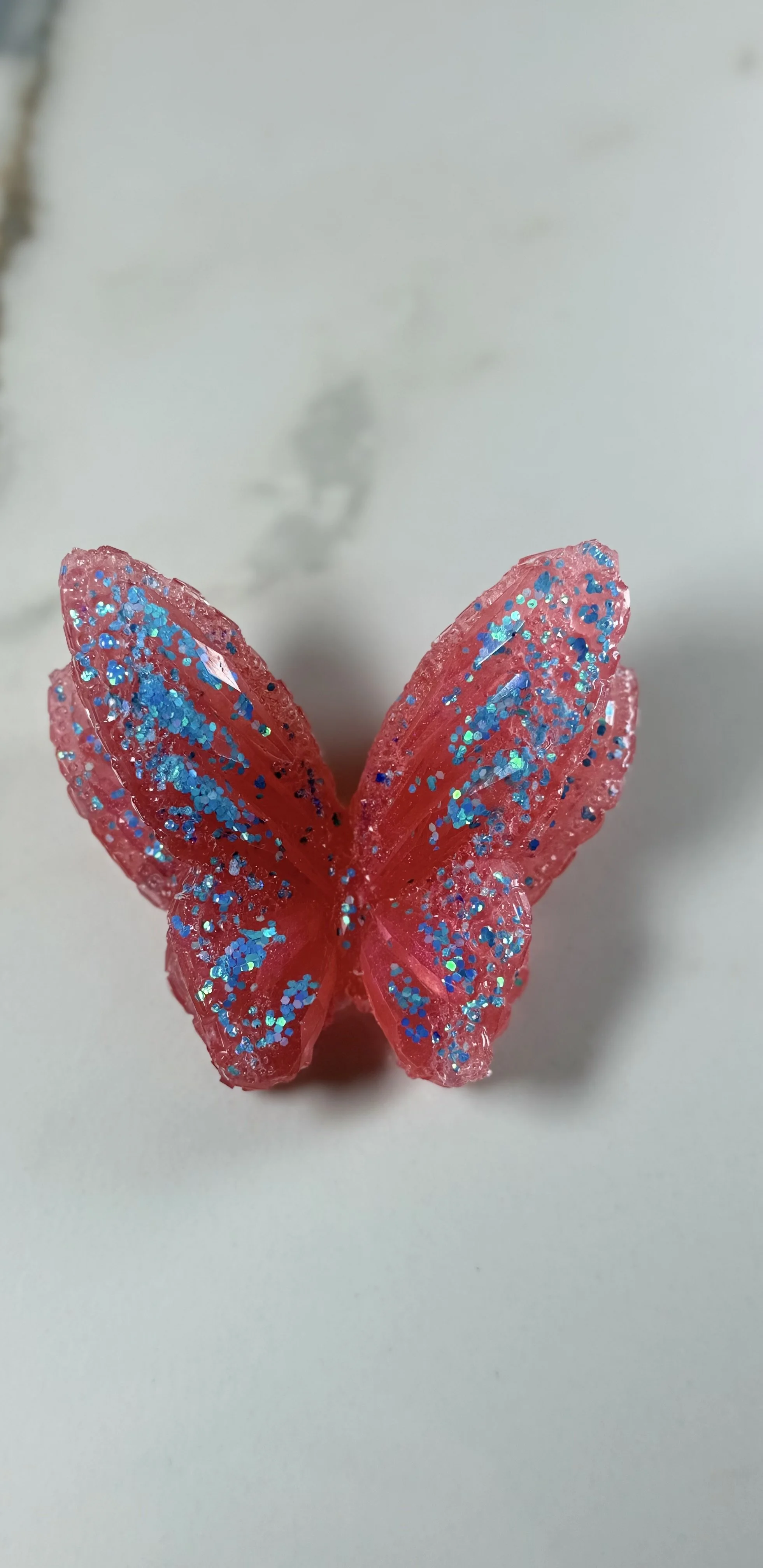 Red & Blue Glitter Resin Butterfly #60
