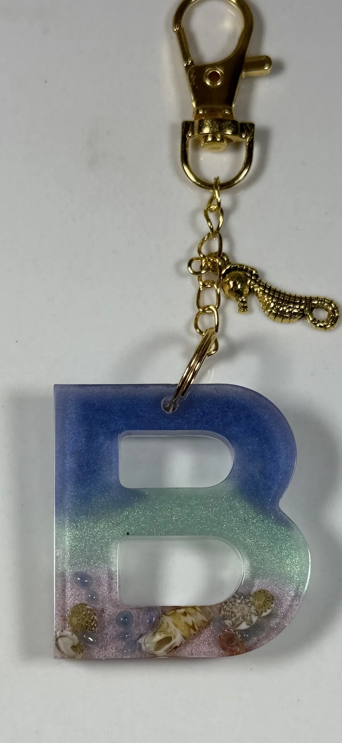 Ocean Breeze Resin Letter B Keychain #40