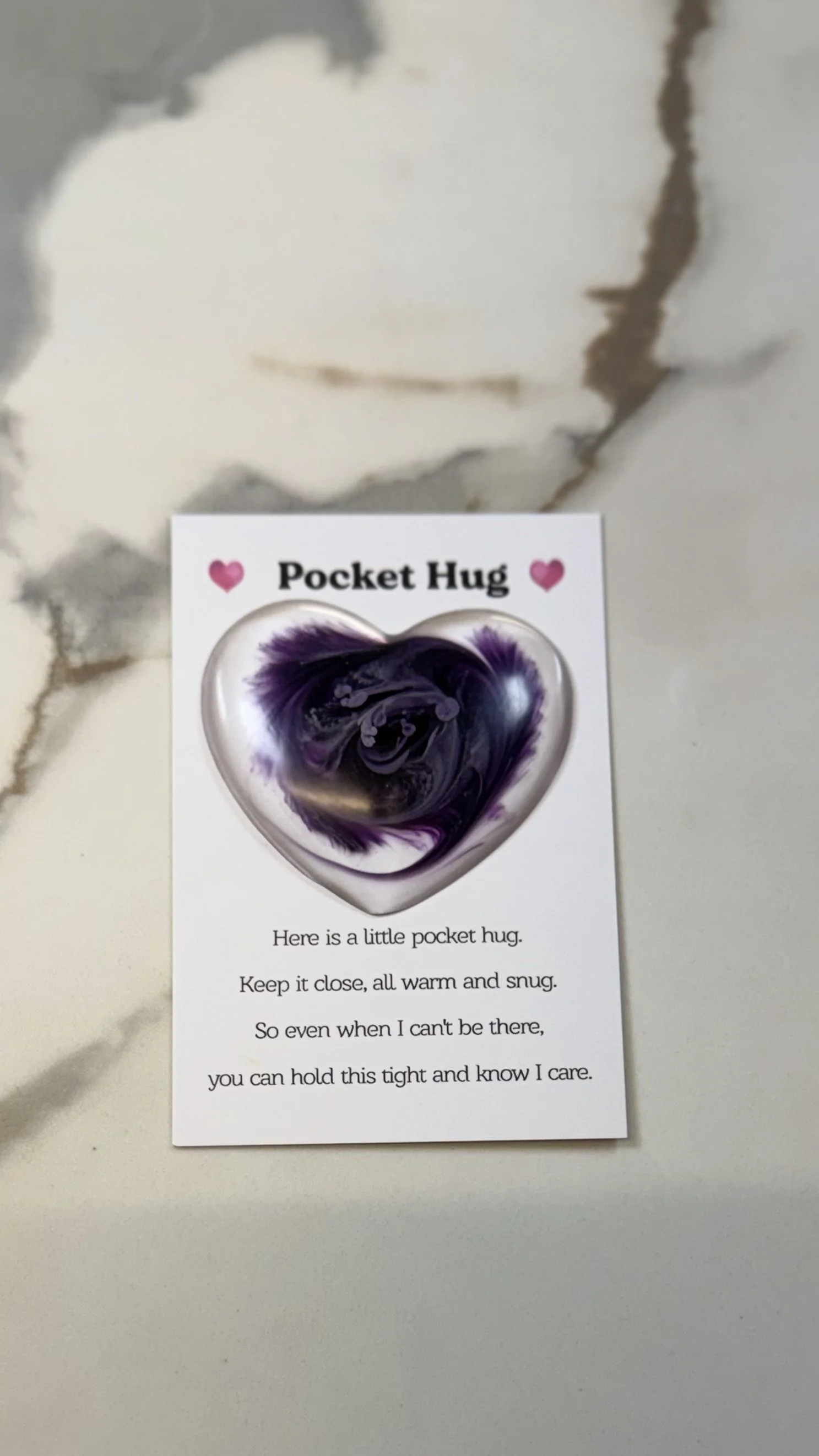 Handmade Resin Pocket Hug with Quote Card #508