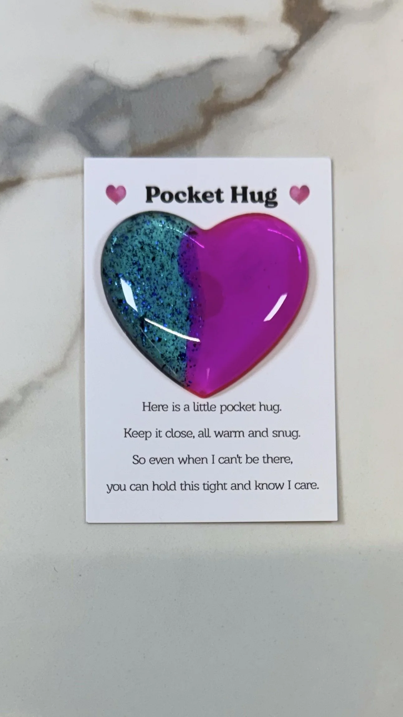 Handmade Resin Pocket Hug with Quote Card #535