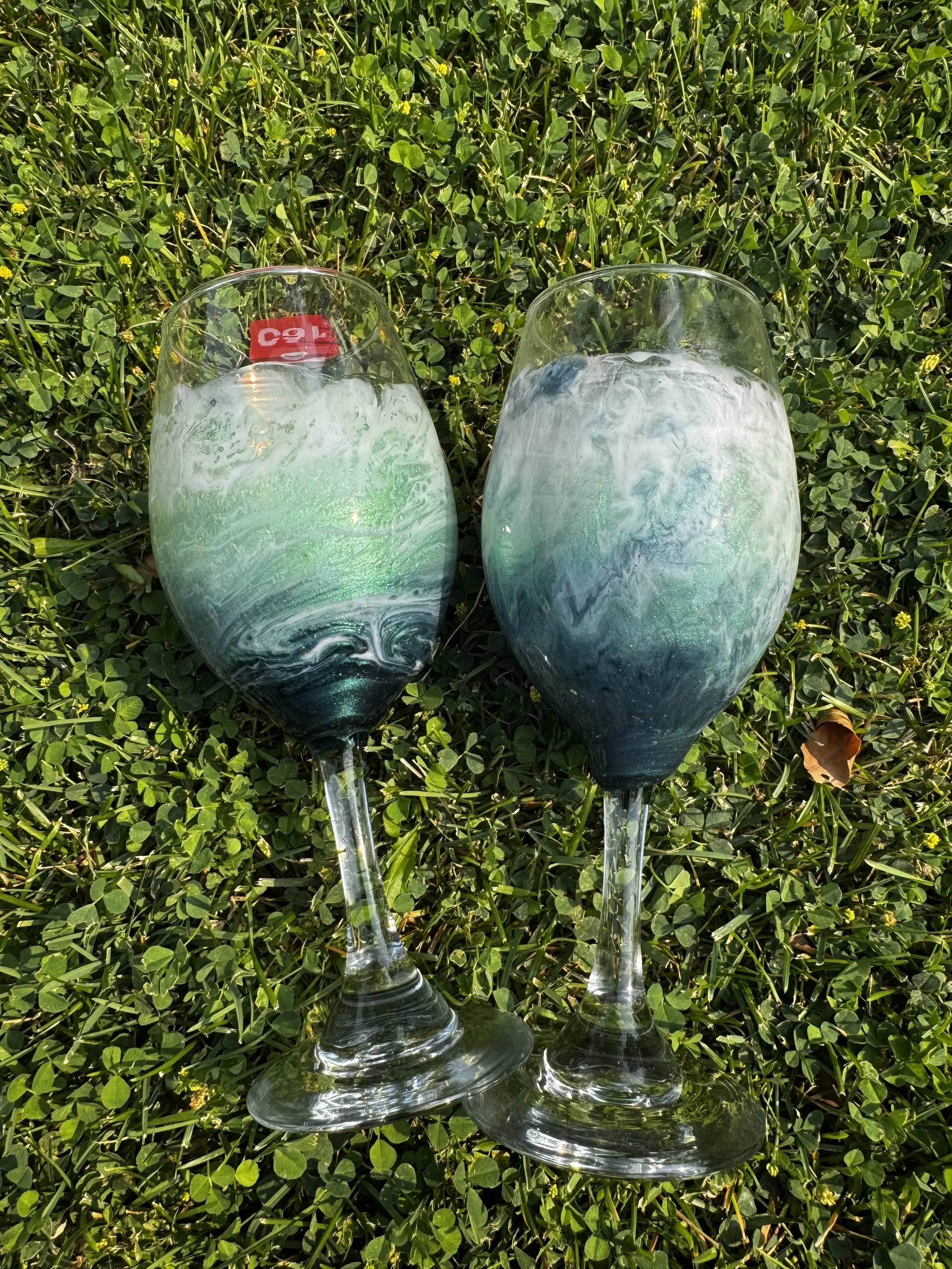 Ocean Wave Resin Wine Glasses Set - 20 oz #163