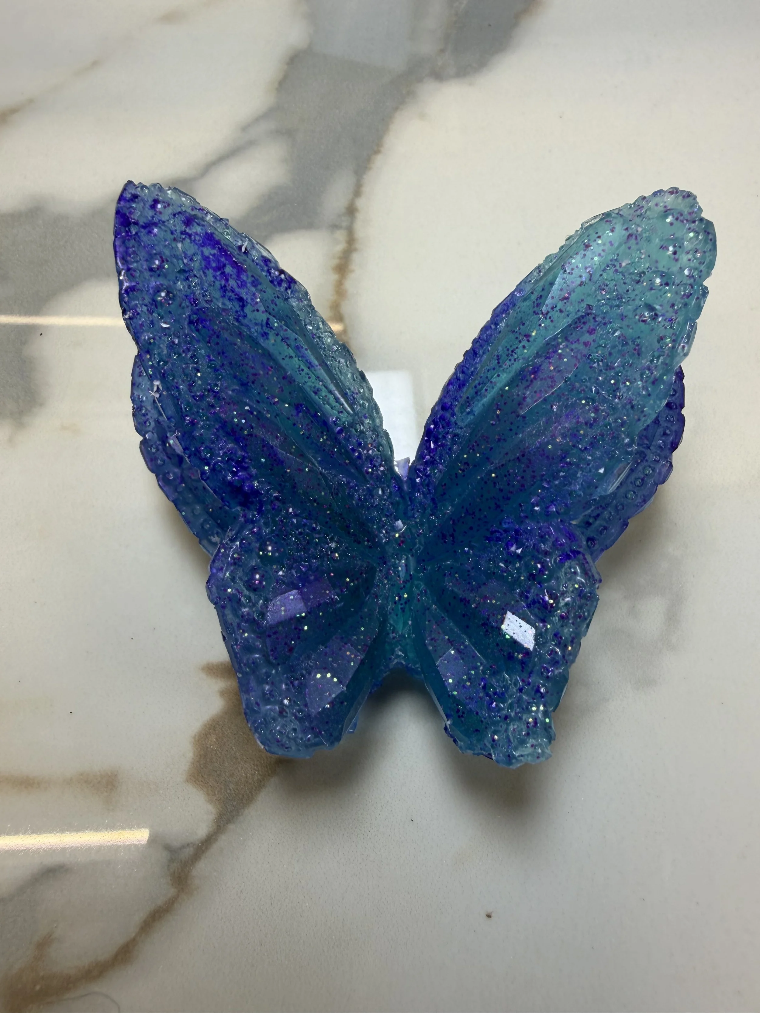 Handmade Blue Resin Butterfly Sculpture #22