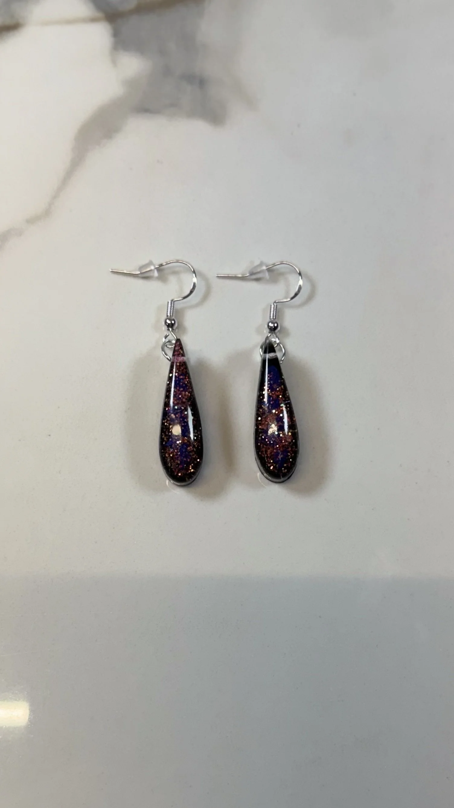 Glittering Midnight Resin Earrings #356