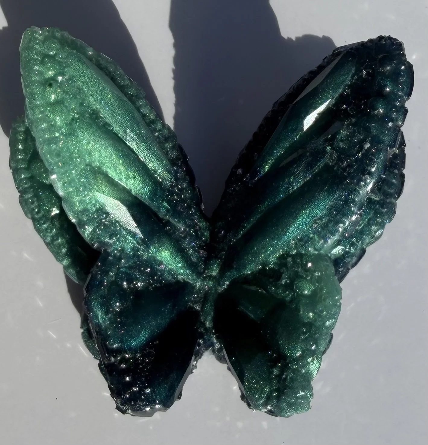 3D Sparkling Resin Butterfly Dark Blue & Green