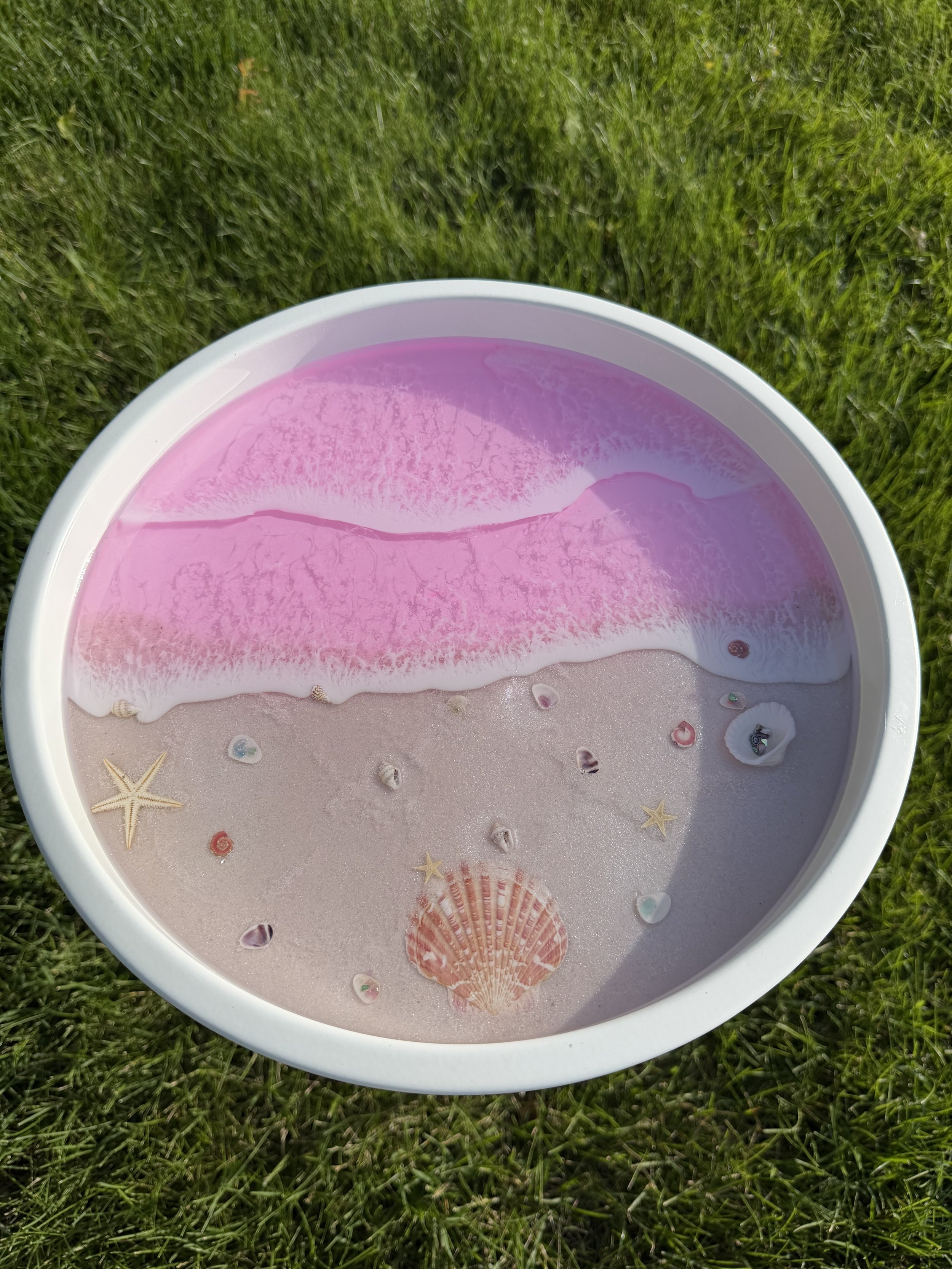 Pink Ocean Resin Art Table #159