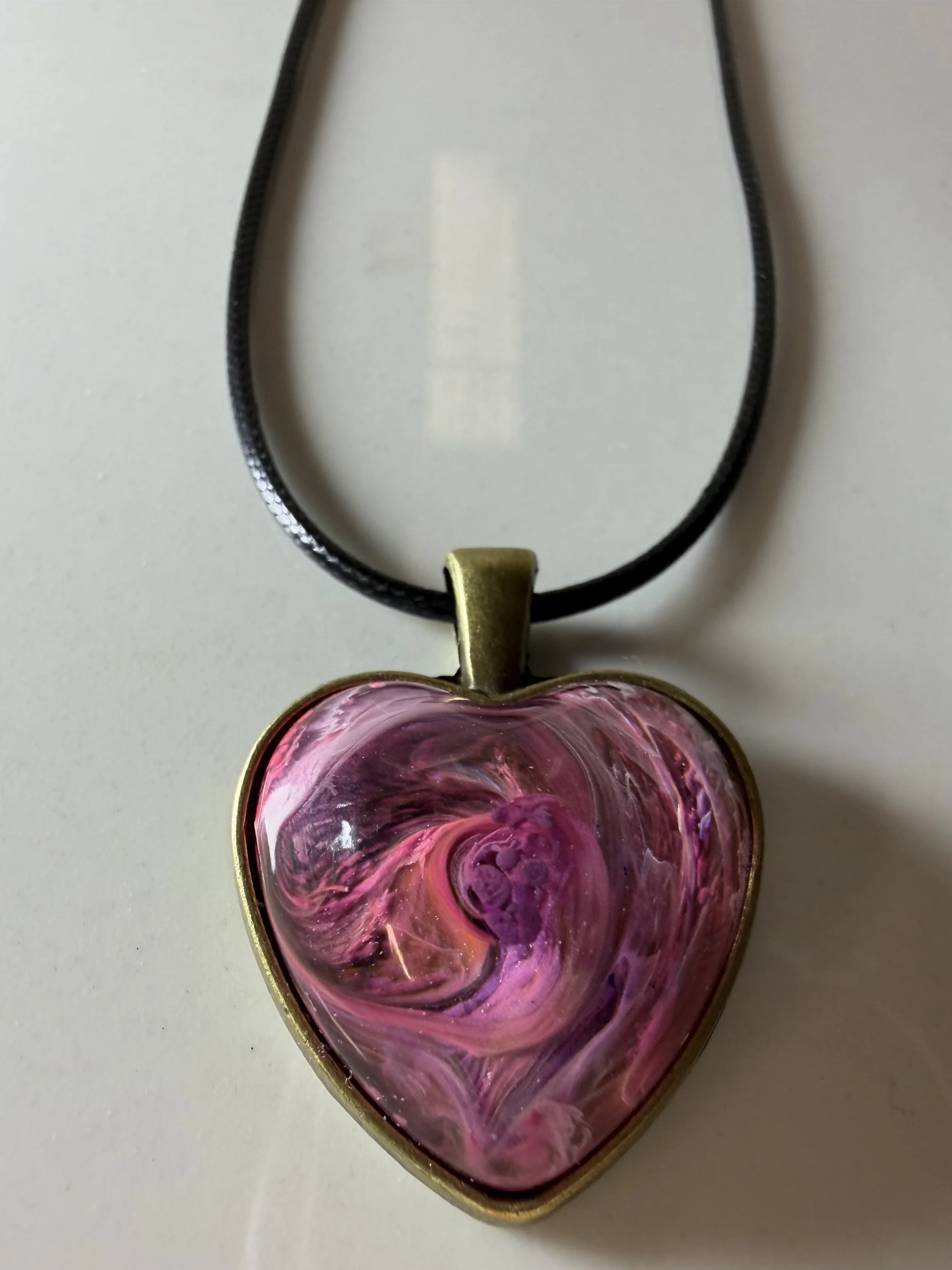Handmade Heart-Shaped Resin Necklace #33