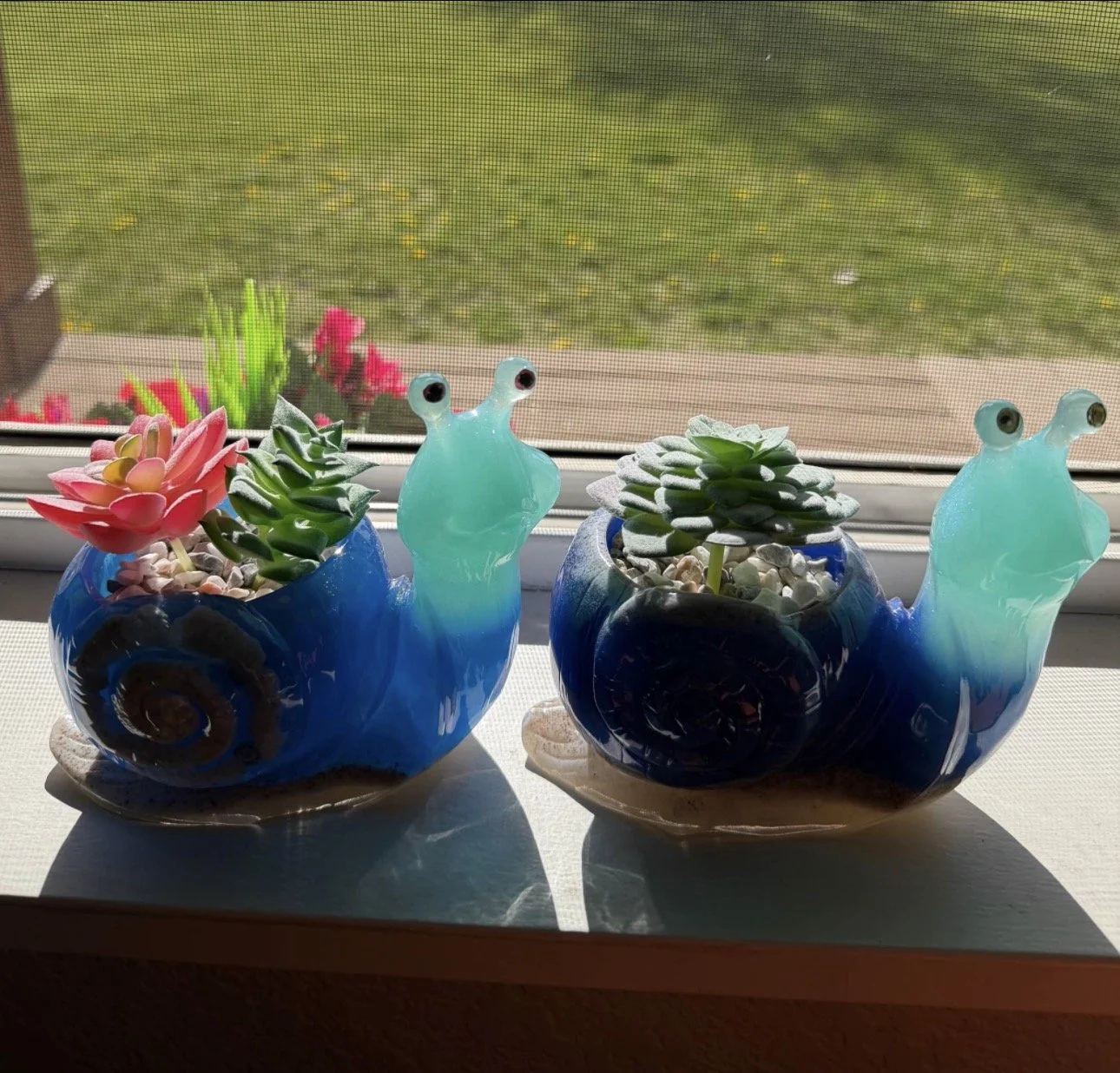 Resin Snail Planters - Set of 2