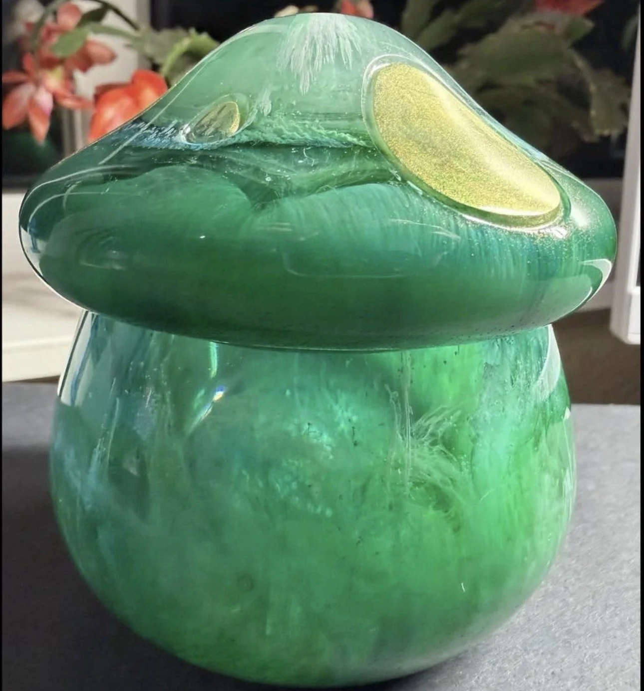 Enchanted Green Resin Mushroom Container