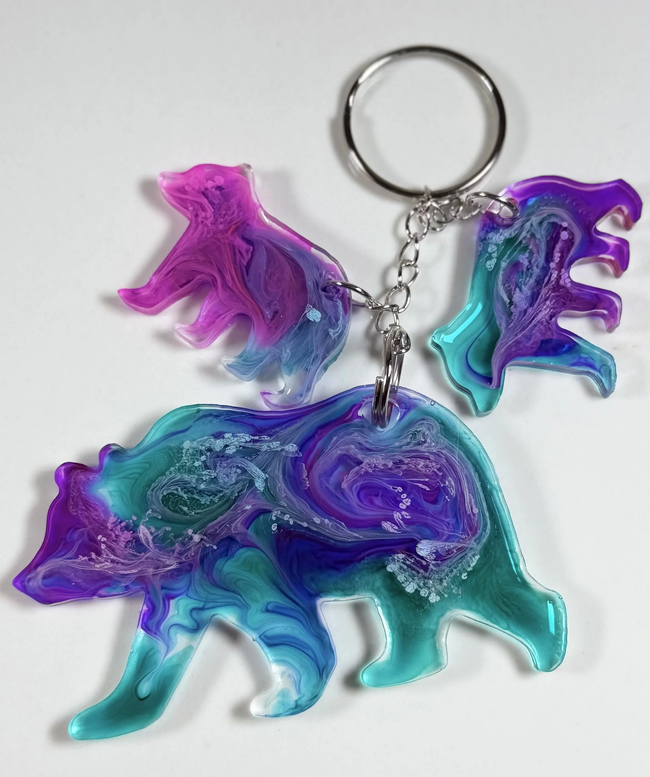 Colorful Resin Bear Family Keychain Set #2