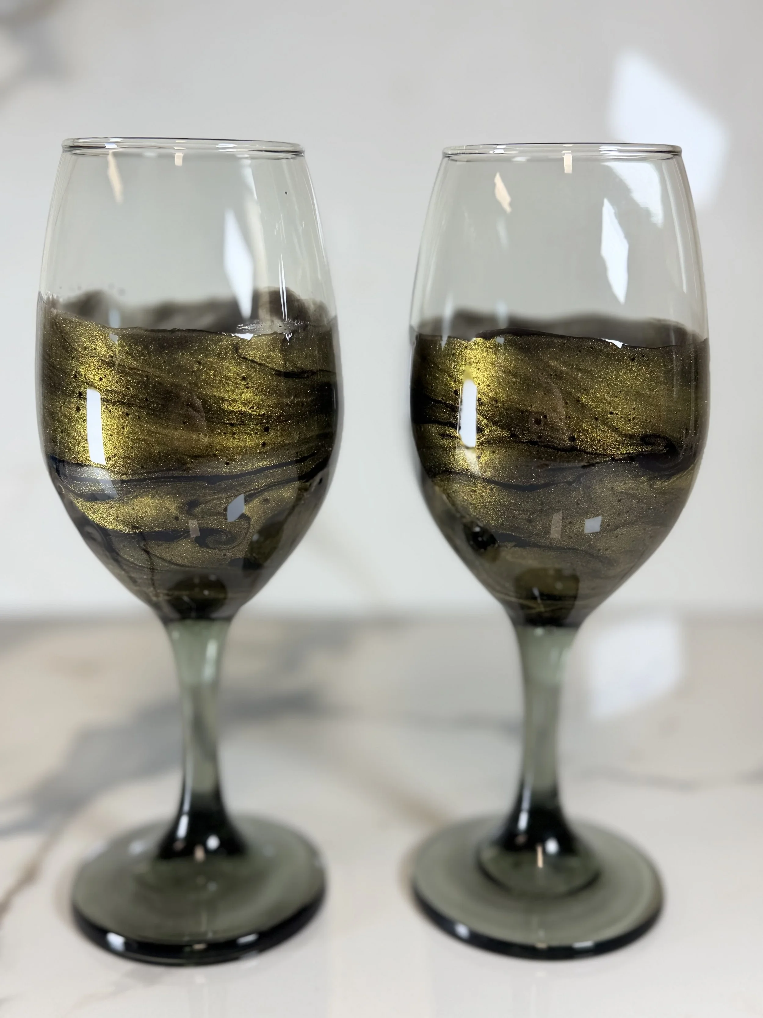 Luxury Swirl Resin Wine Glass Set #168