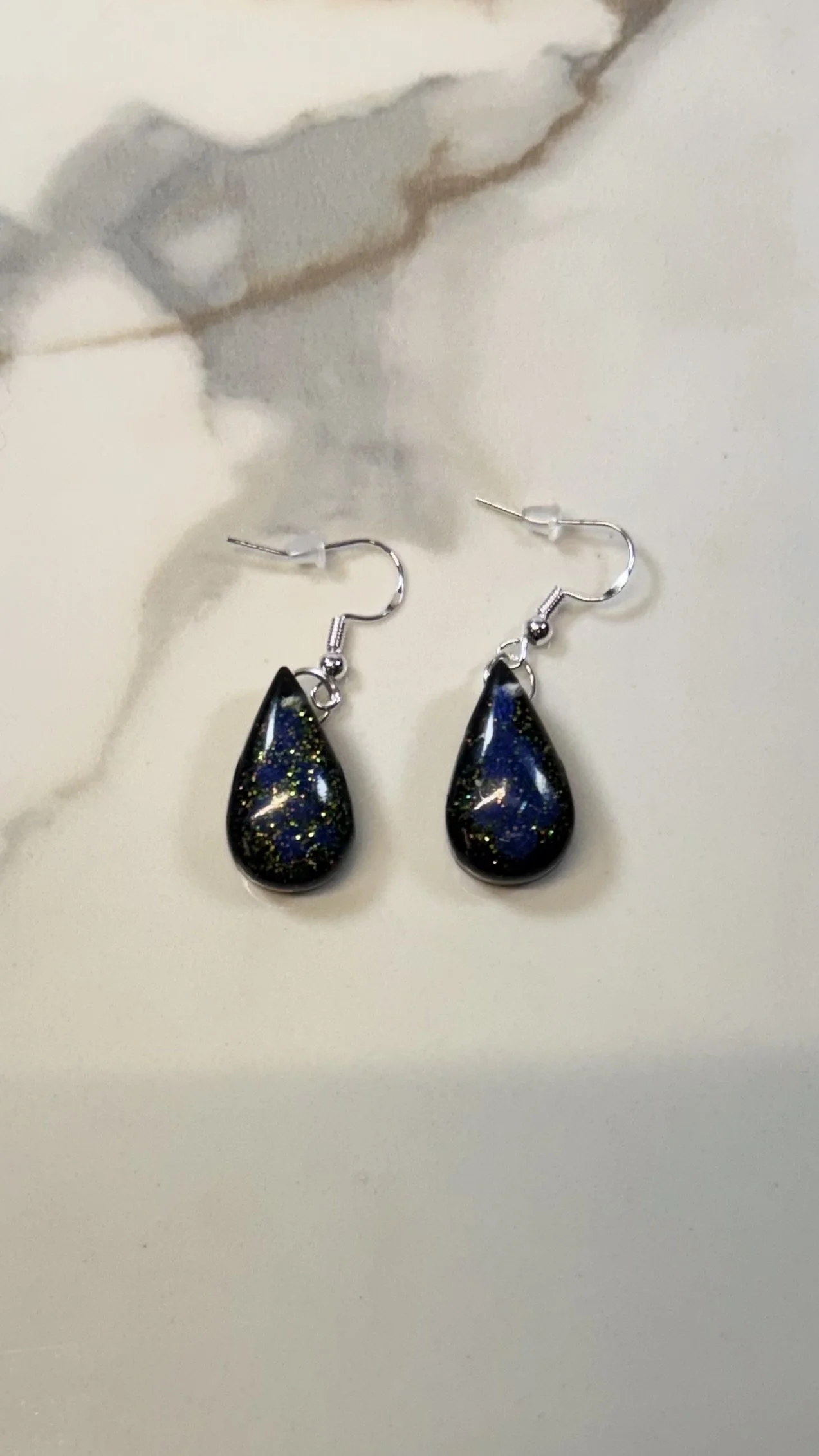 Glittering Nightfall Teardrop Earrings #552