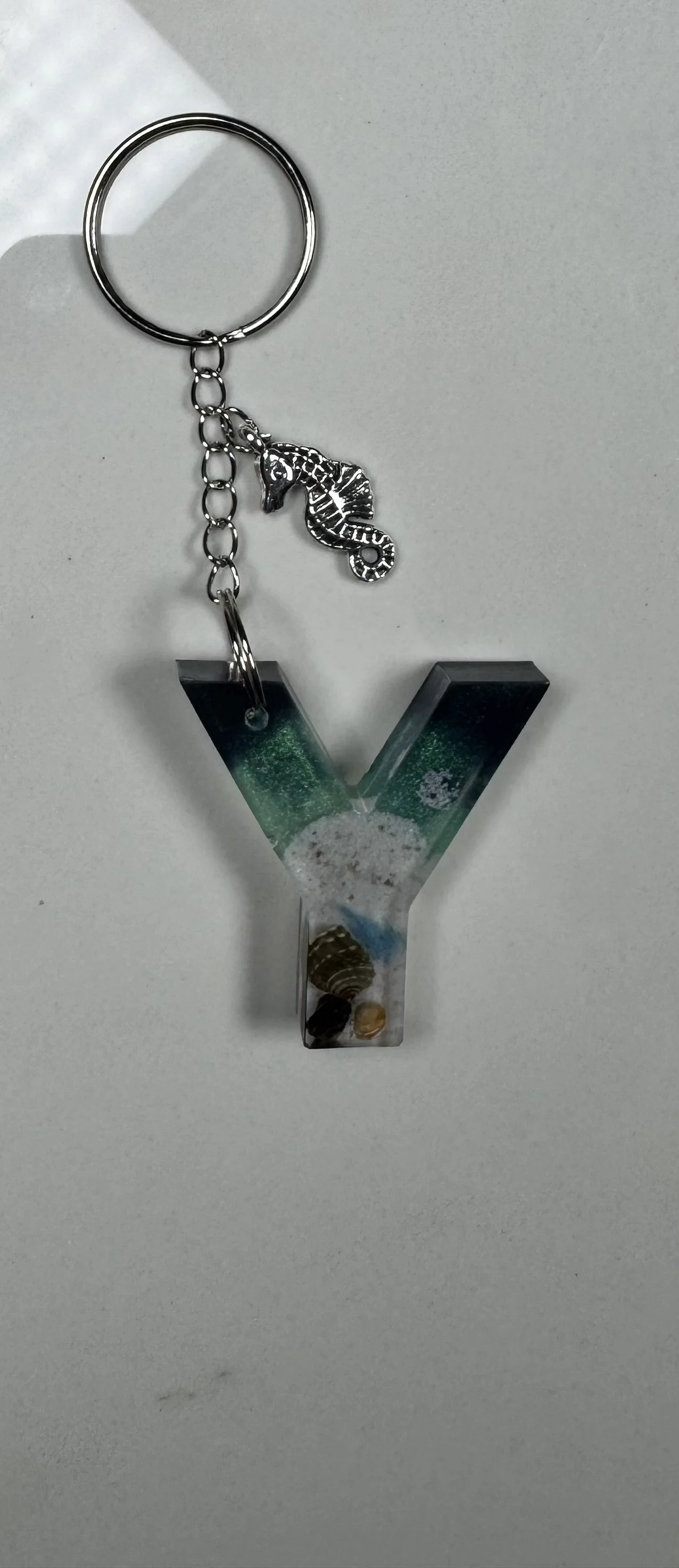 Ocean Serenity Resin Letter Y Keychain #300