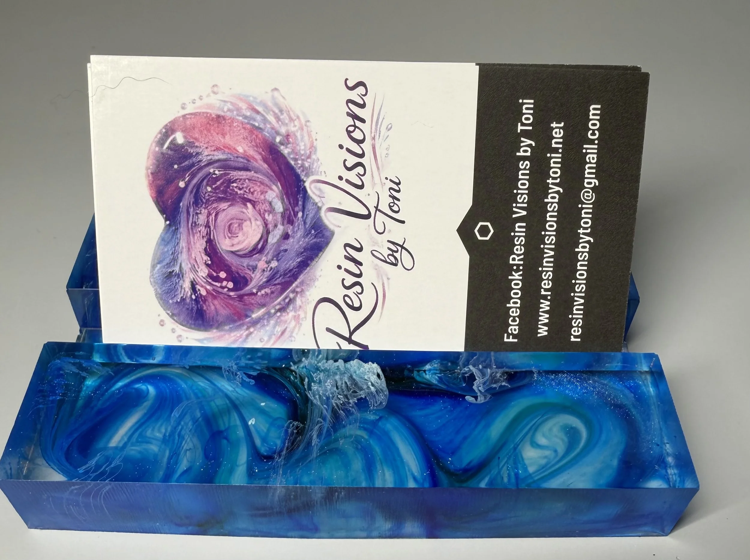 Blue Resin Business Card Holder