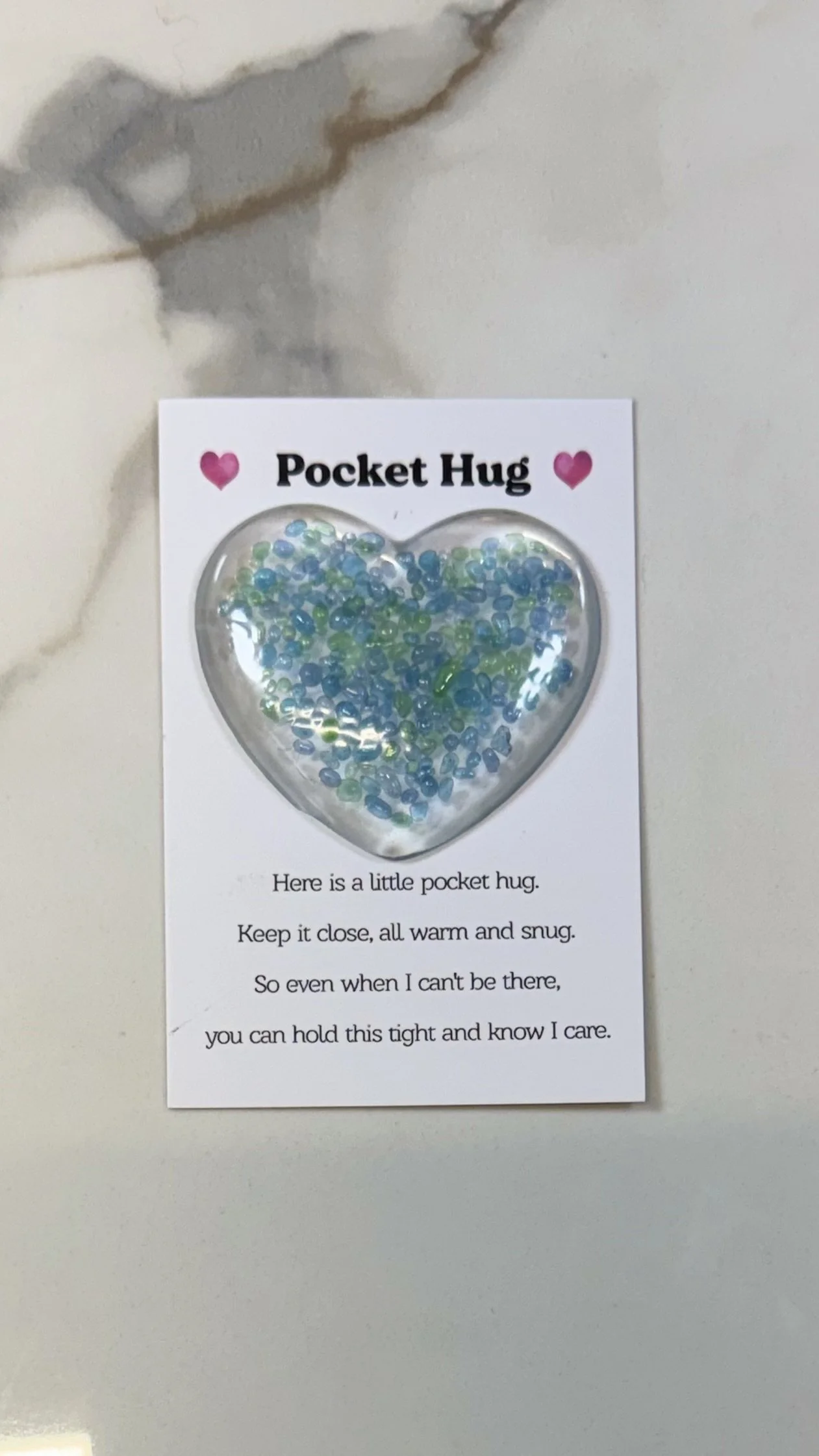 Heartfelt Resin Pocket Hug with Quote Card #559