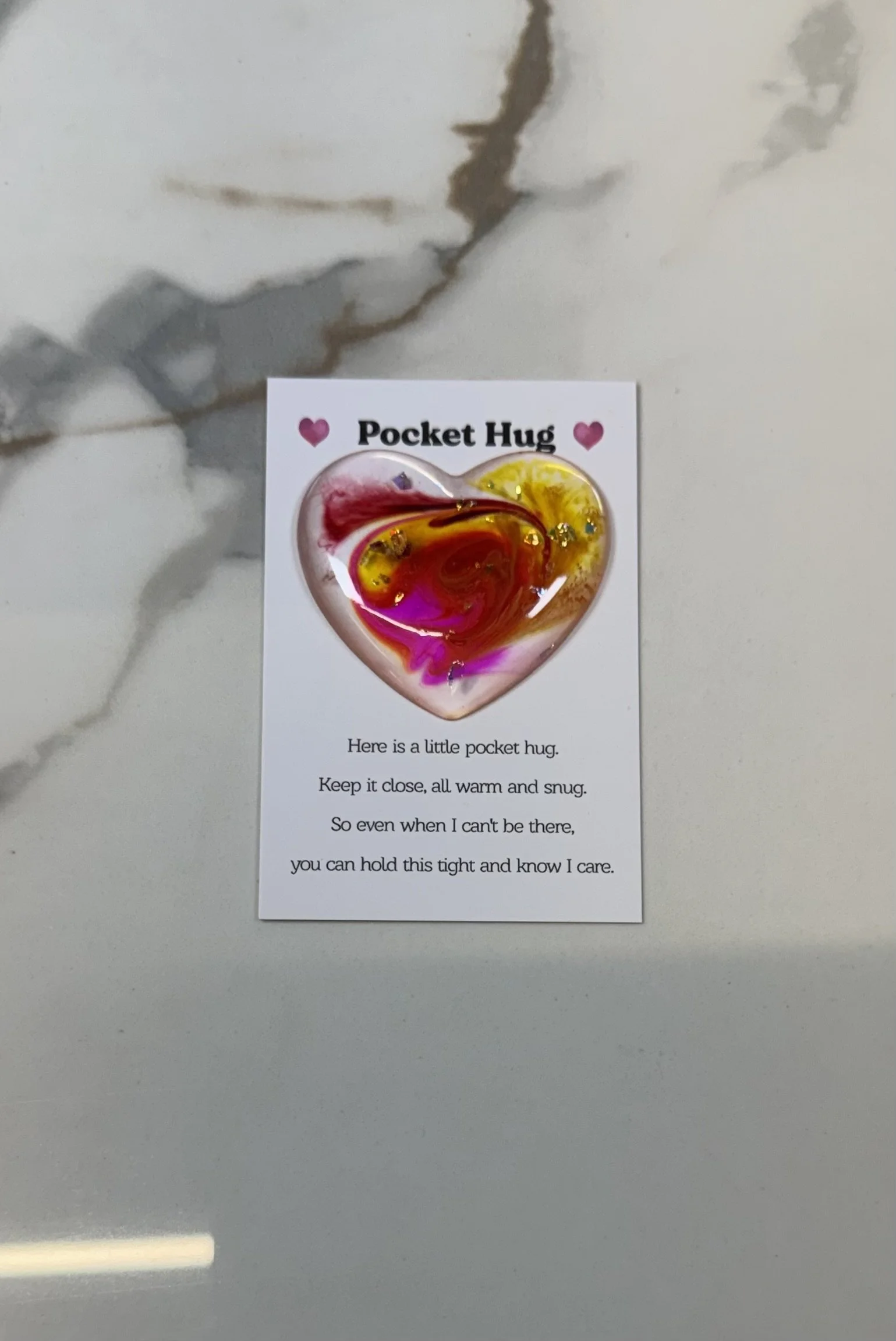 Bright Resin Pocket Hug with Quote Card #588