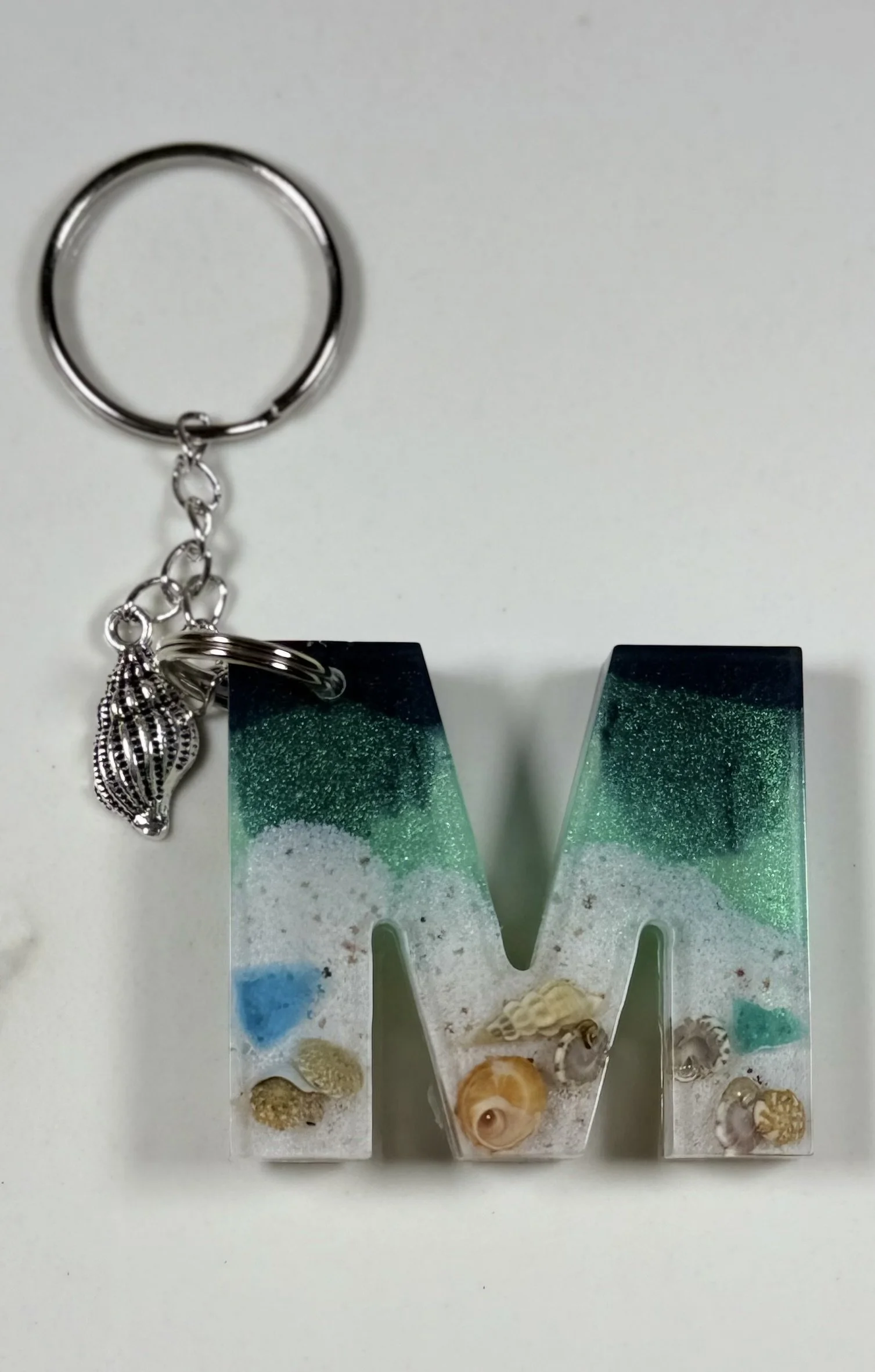 Ocean Breeze Letter M Resin Keychain #28