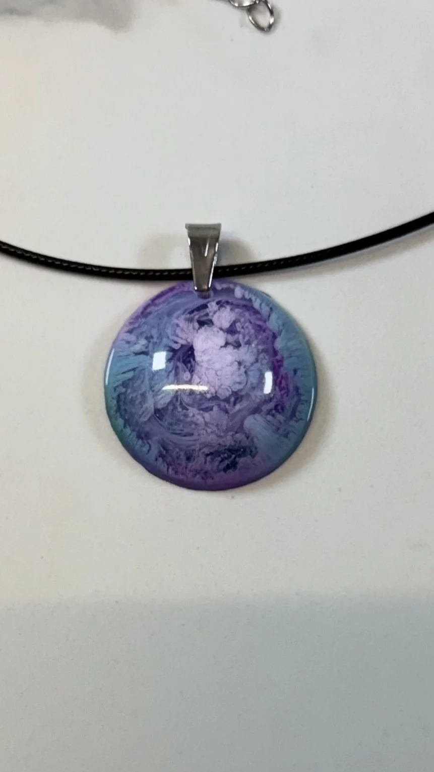 Resin Swirl Circle Necklace #524