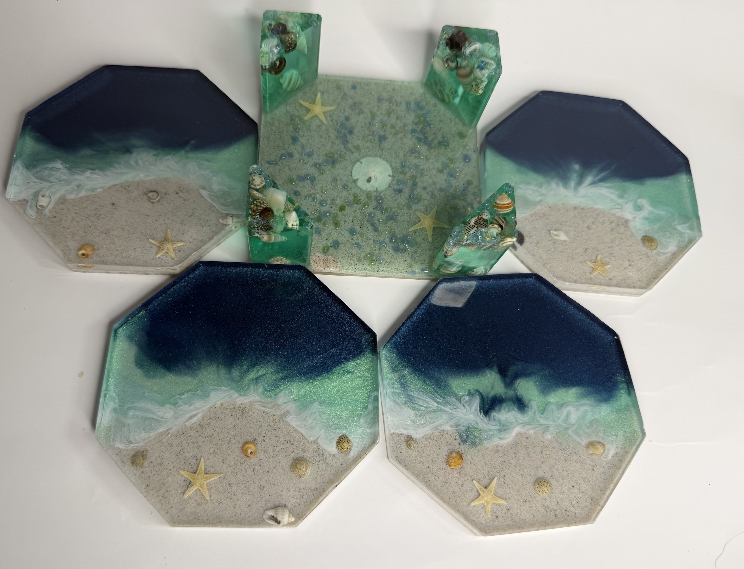 Ocean Breeze Resin Coasters Set