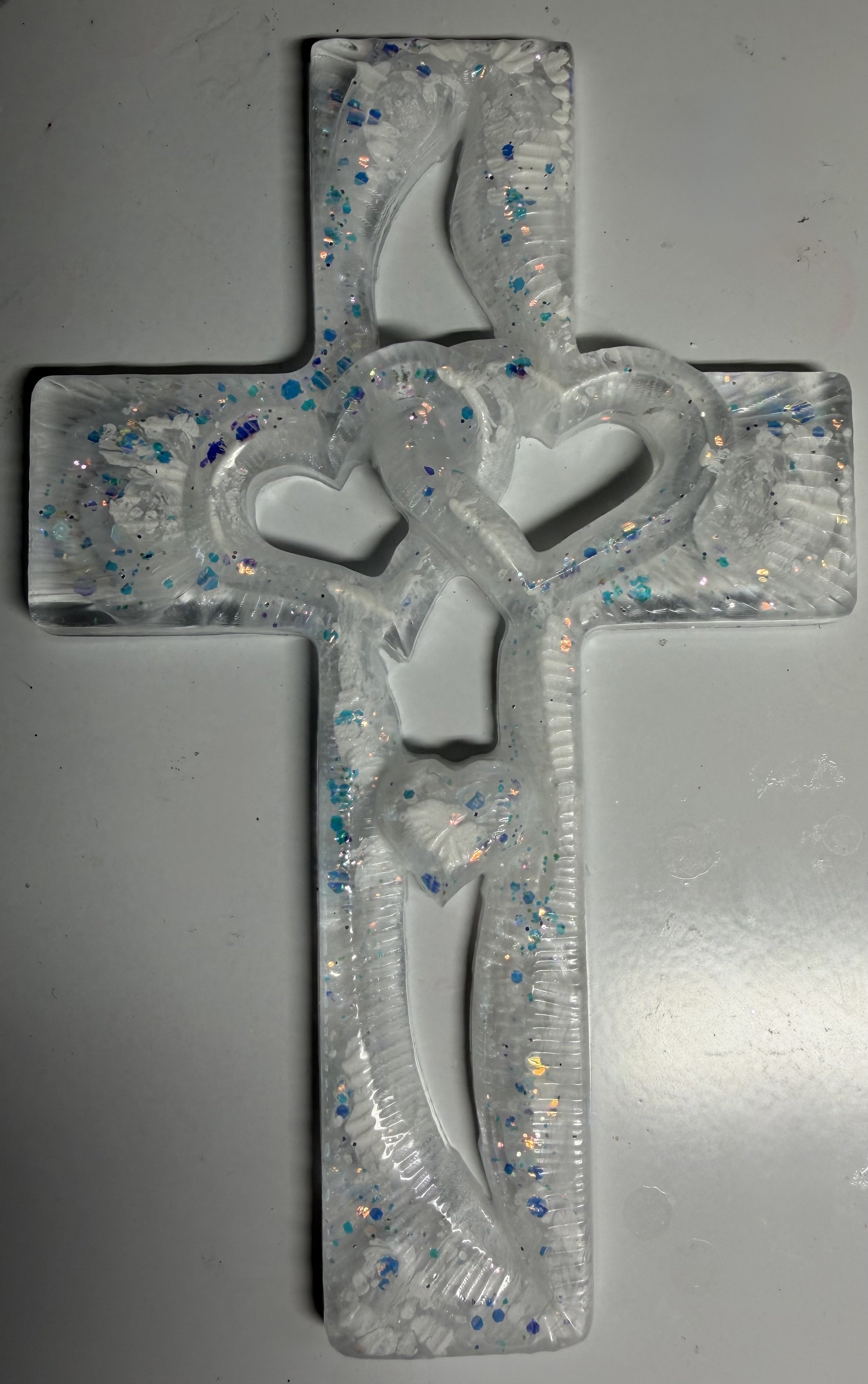 Blue Glitter Cross Wall Hanging