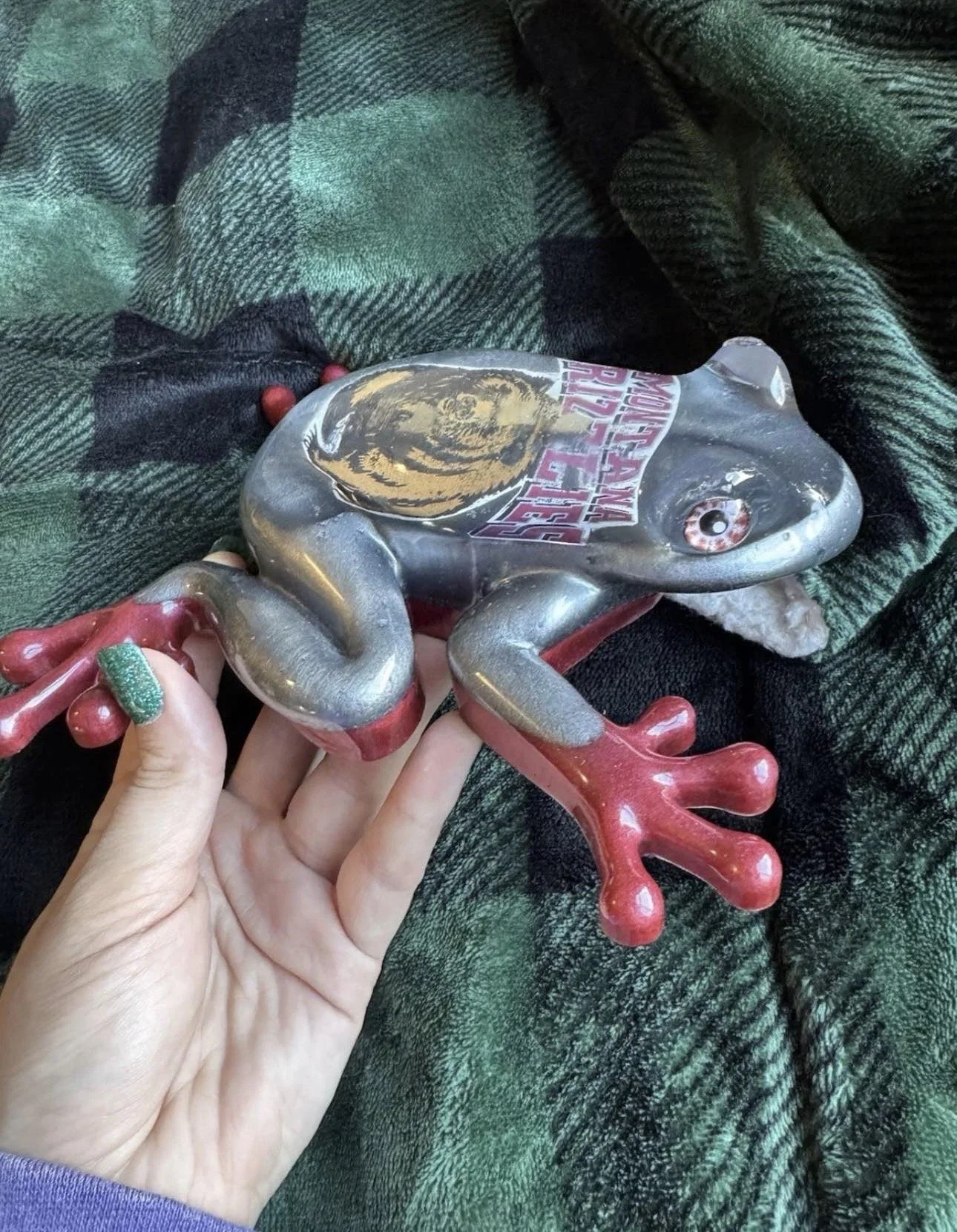 Large Resin Montana Grizzlies Frog Decor