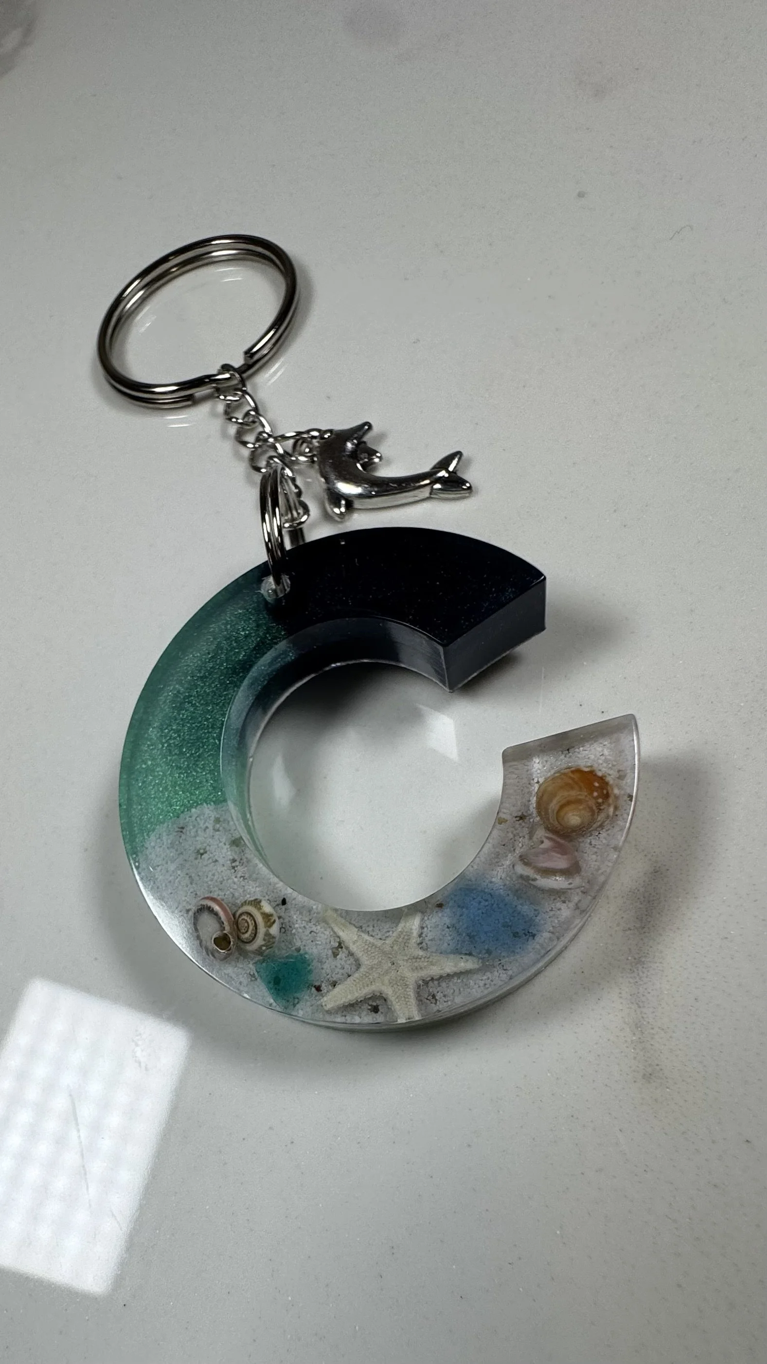 Ocean Breeze Resin Letter 'C' Keychain #67
