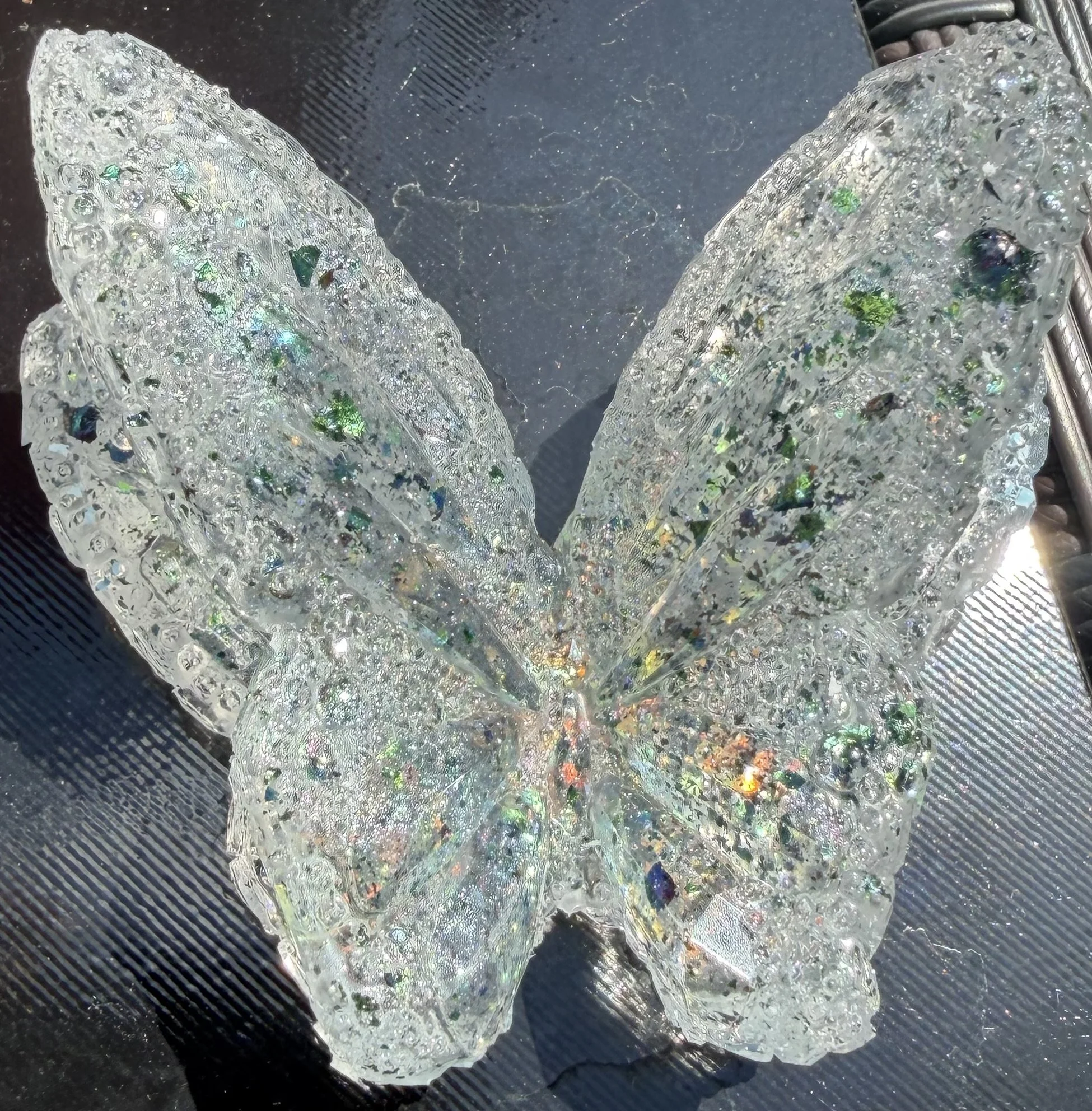 3D Crystal Butterfly with Black Glitter