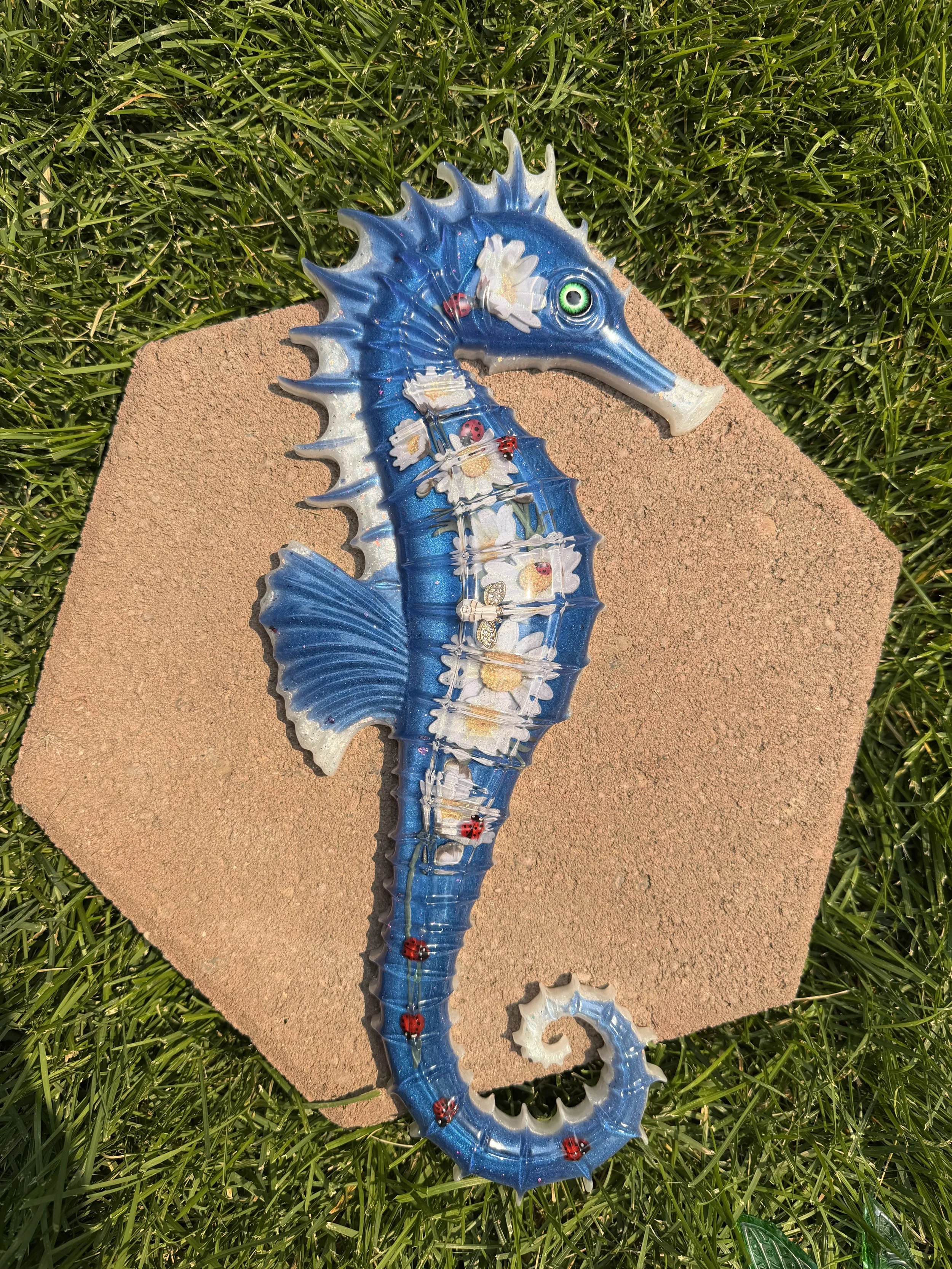 Blue Seahorse Resin Wall Hanging #95