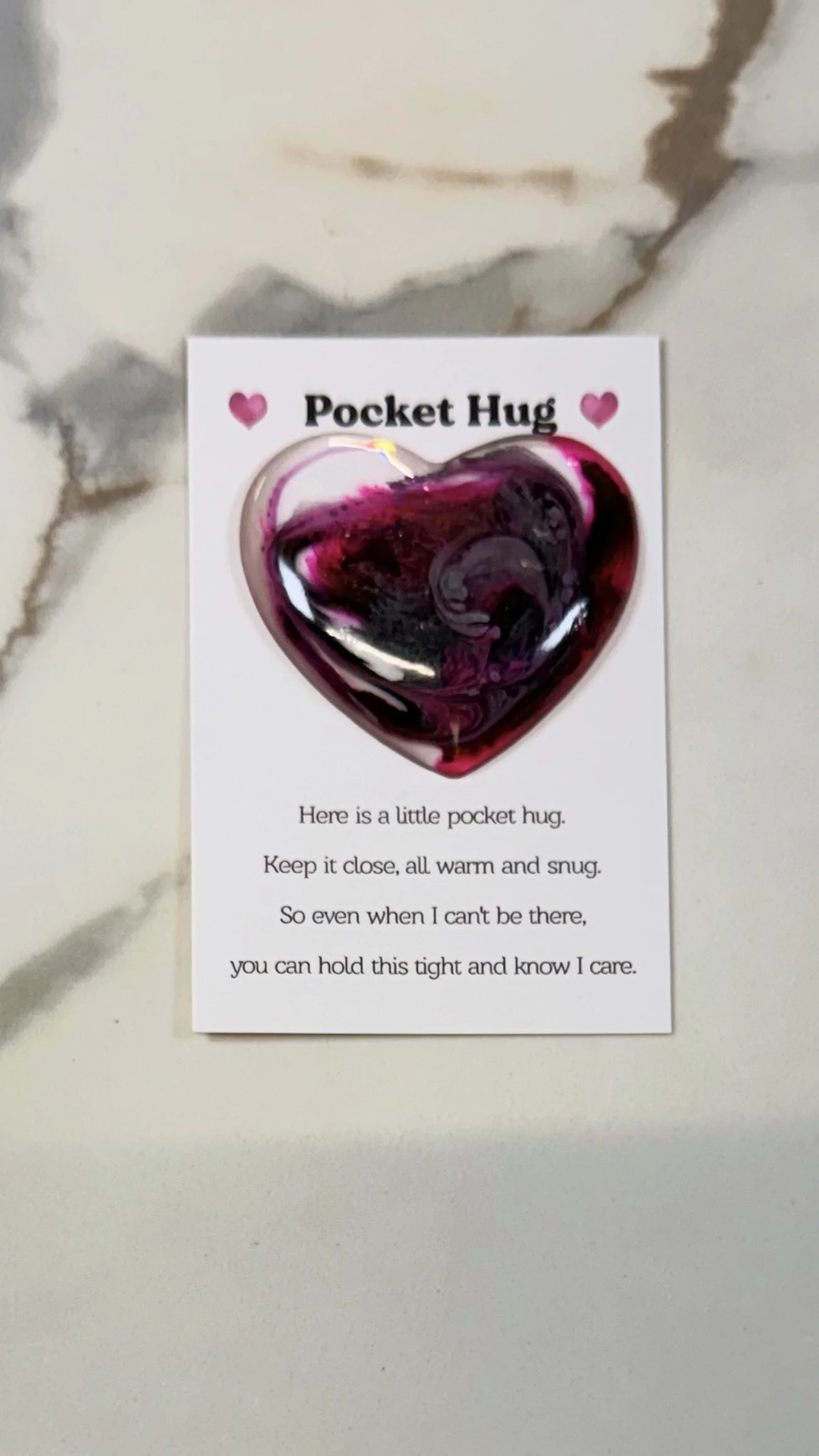 Handcrafted Swirled Resin Pocket Hug #597