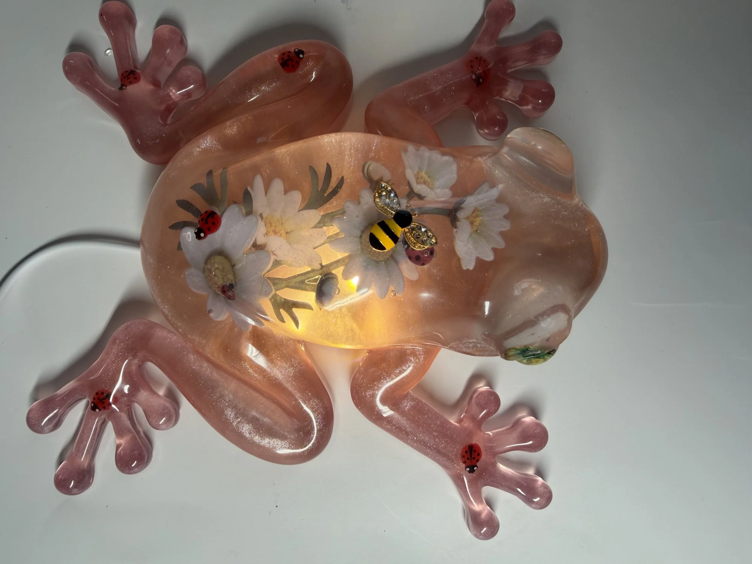 Charming Resin Frog Lamp Pink