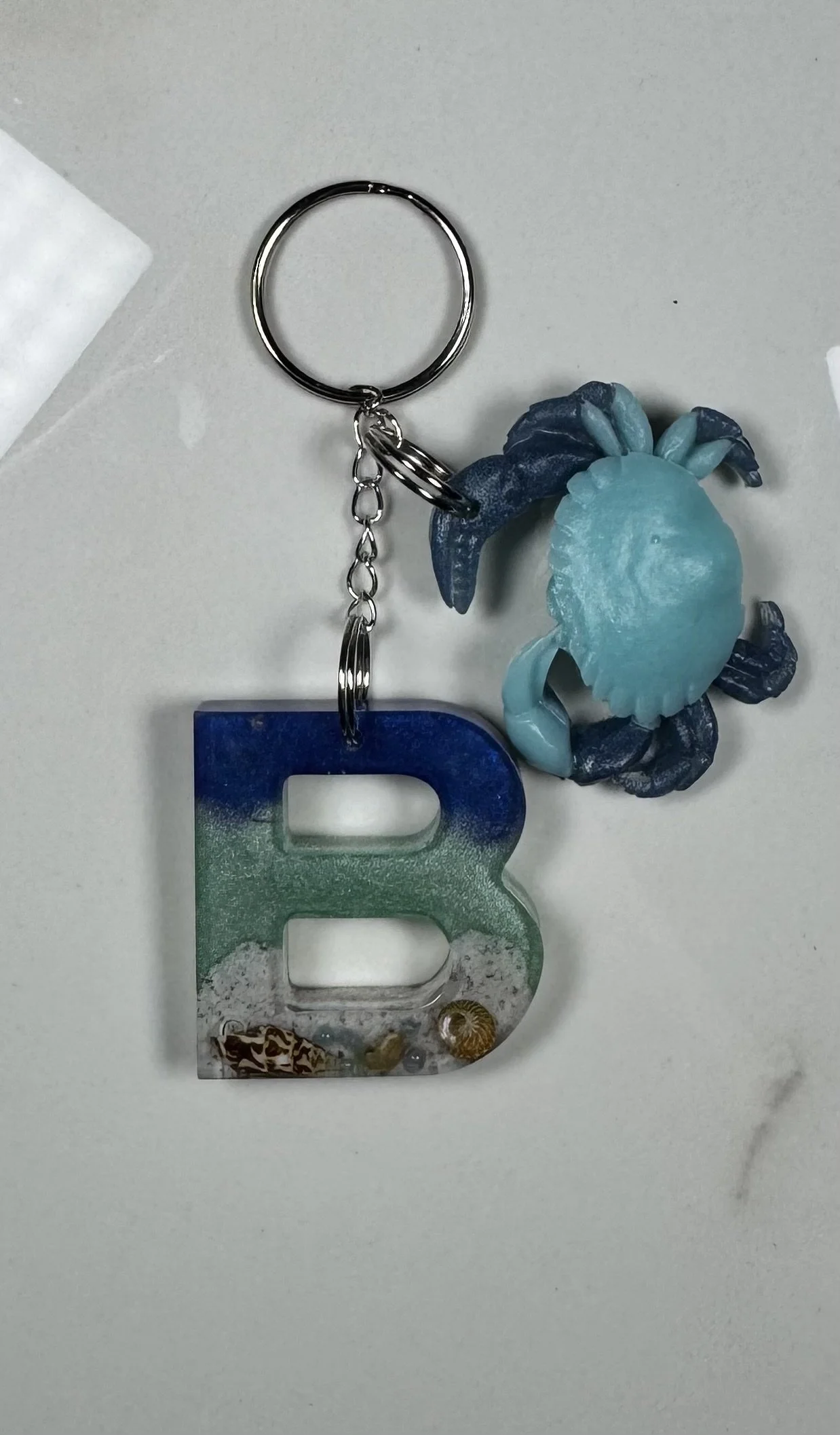 Ocean Serenity Resin Letter B Keychain #231