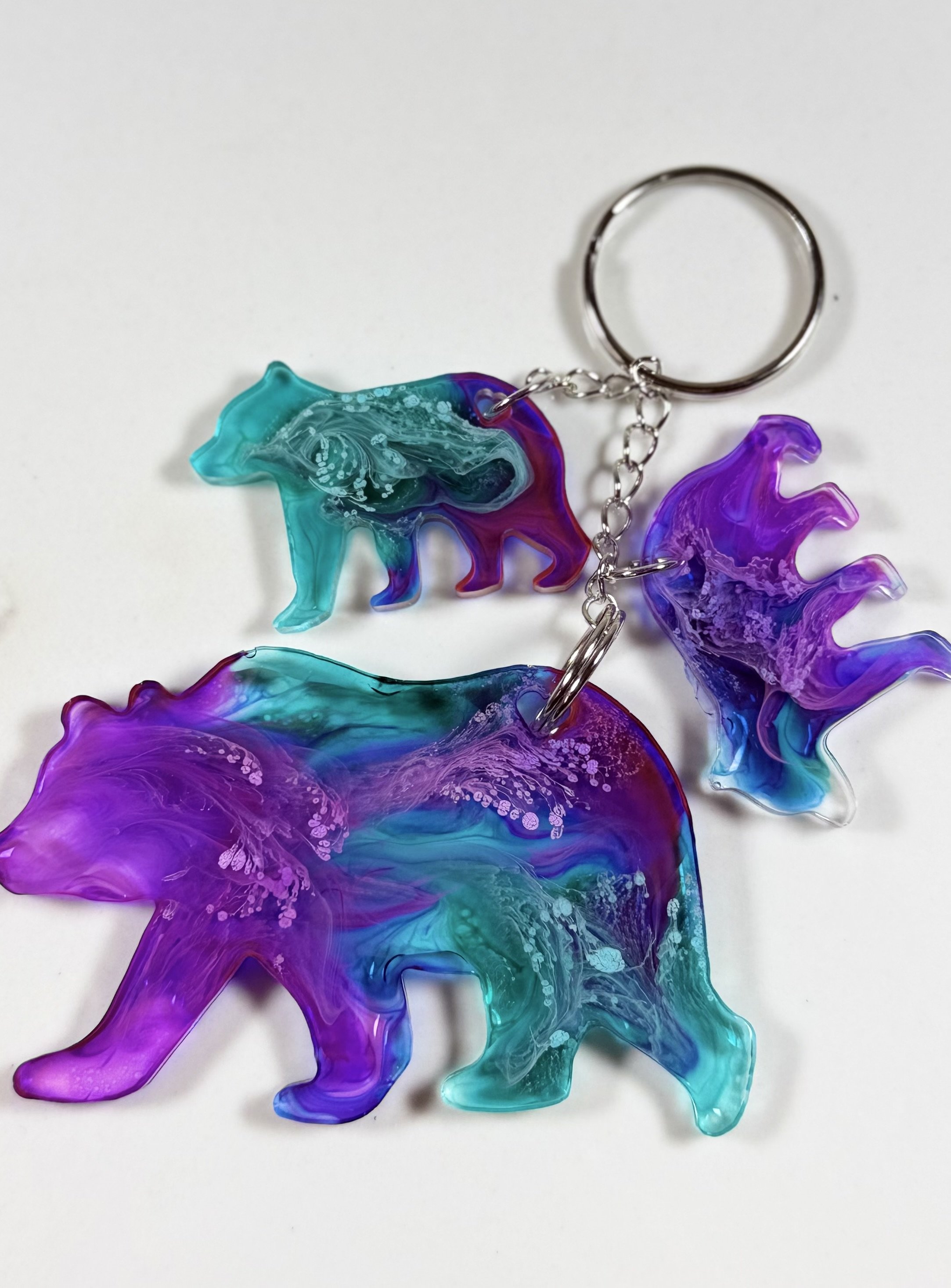 Mamma Bear and Cubs Resin Keychain #3