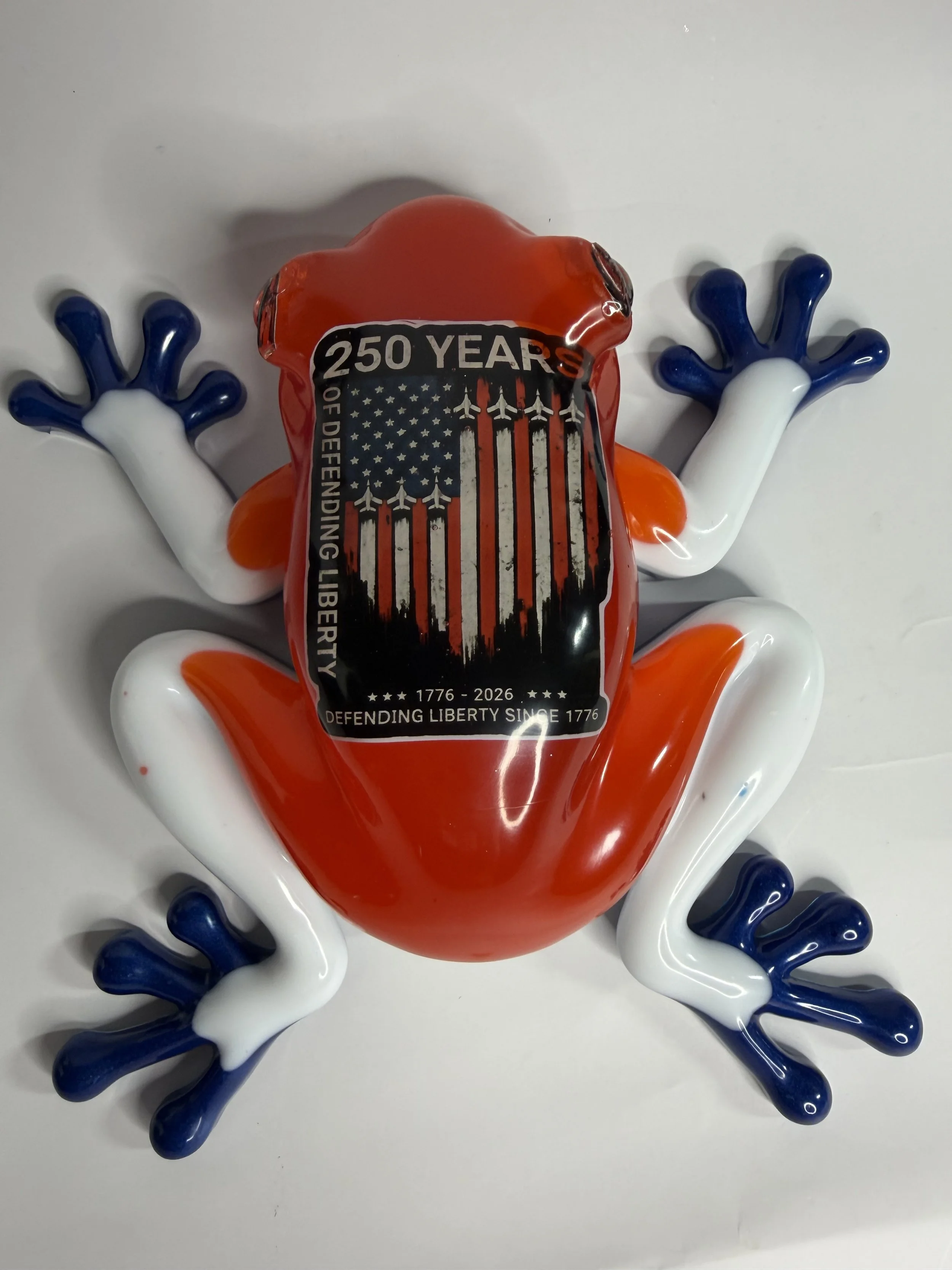 Patriotic Resin Frog - 250 Years of Liberty With Flag