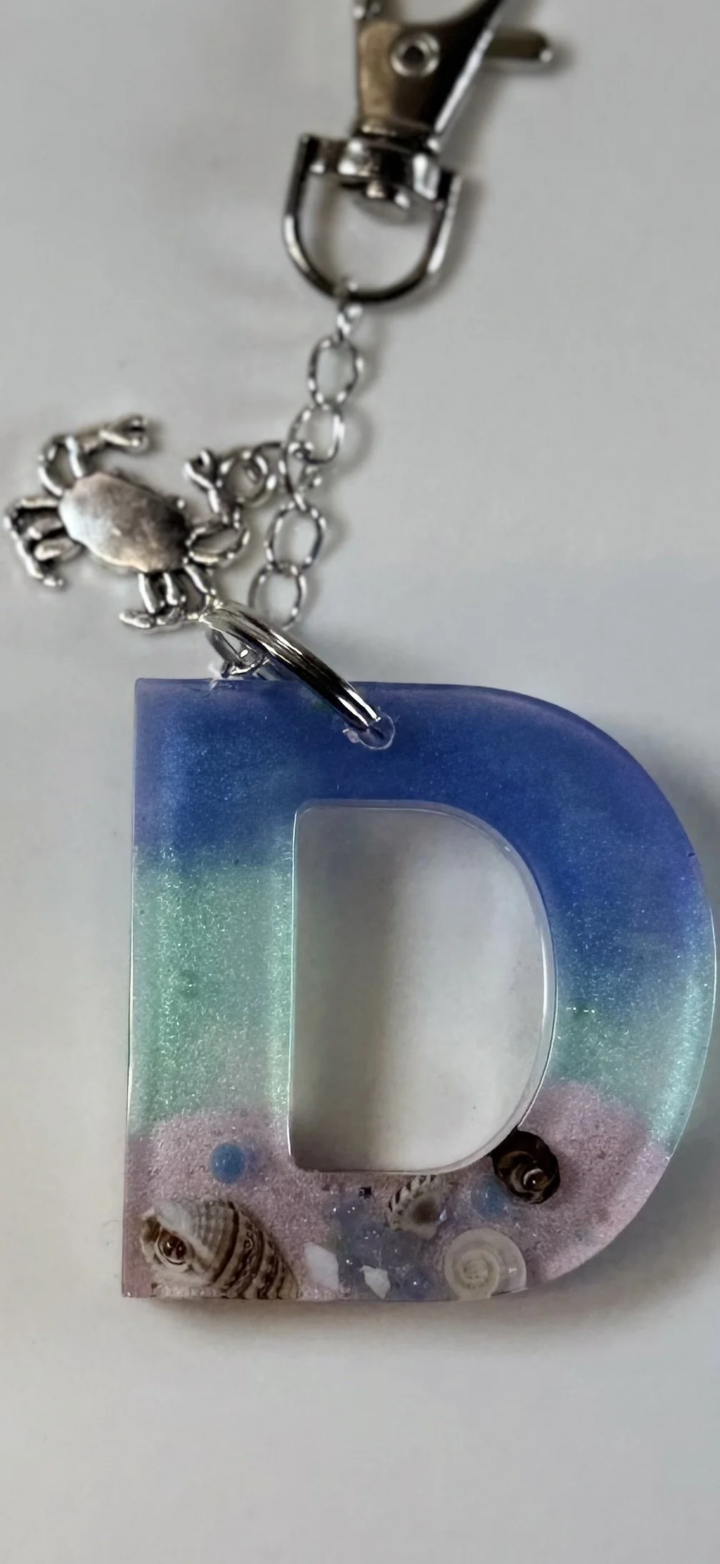 Ocean-Themed Resin Letter D Keychain #93