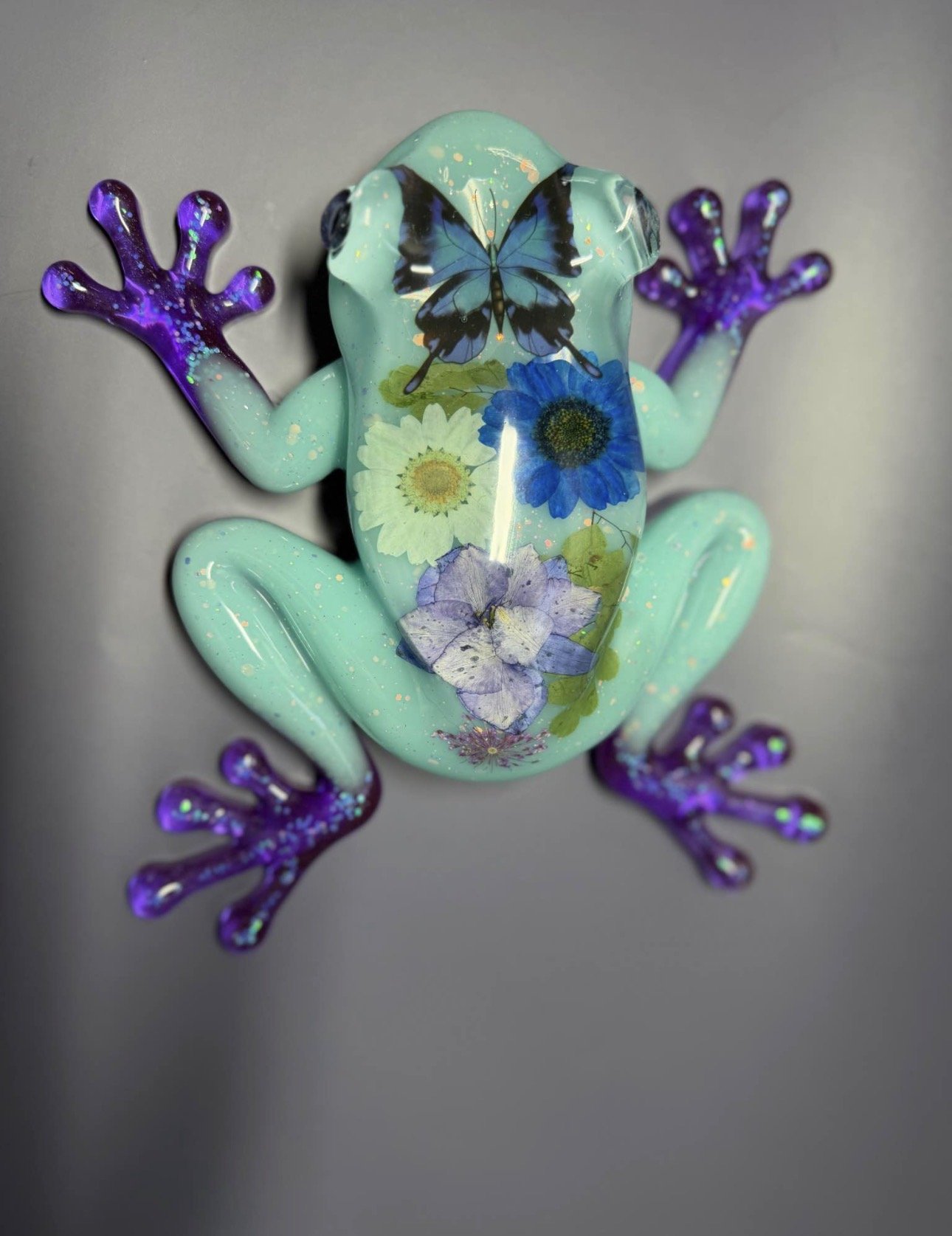 Resin Frog with Flowers & Butterflies