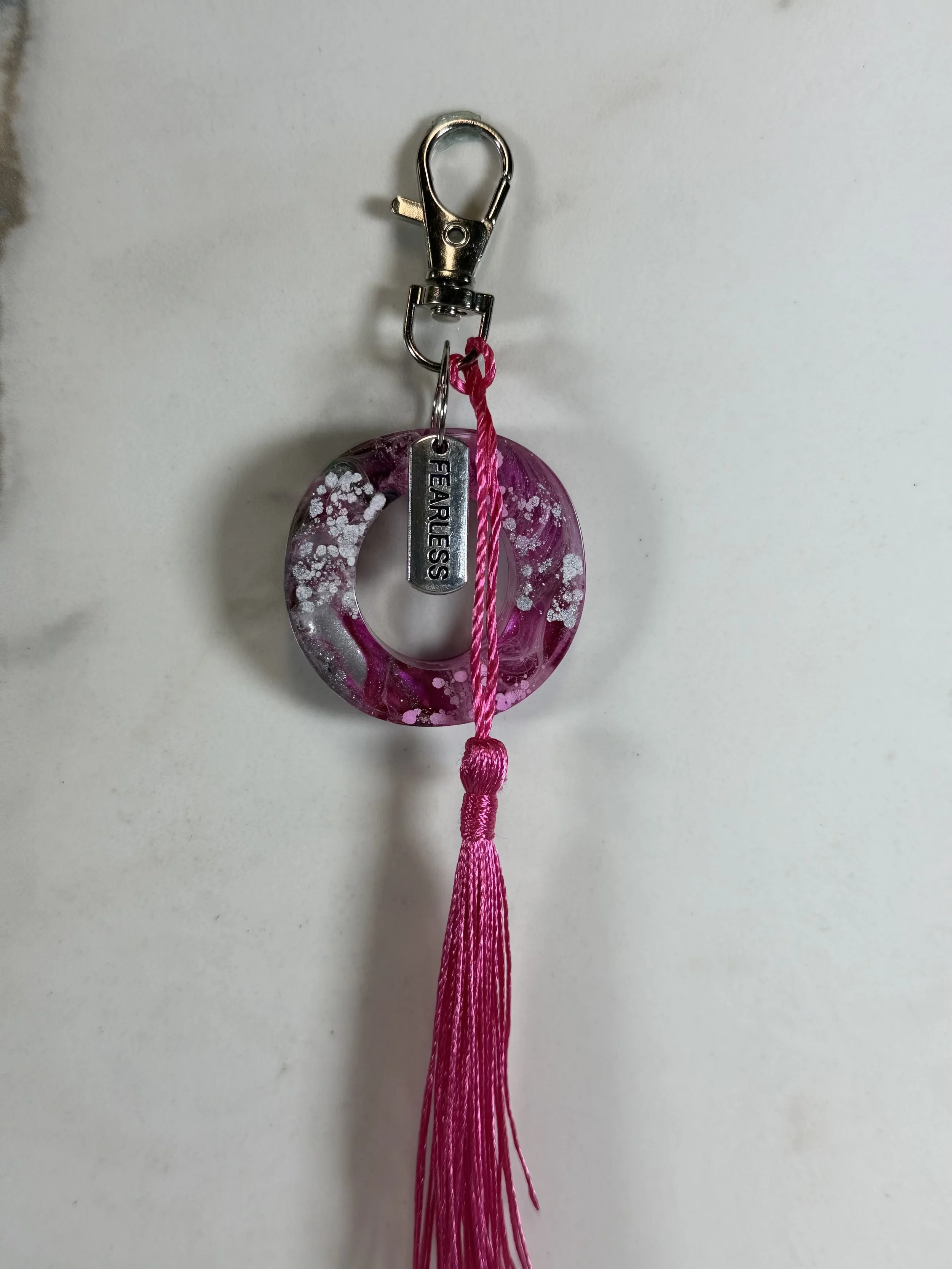 Fearless Pink Resin Letter 'O' Keychain #78