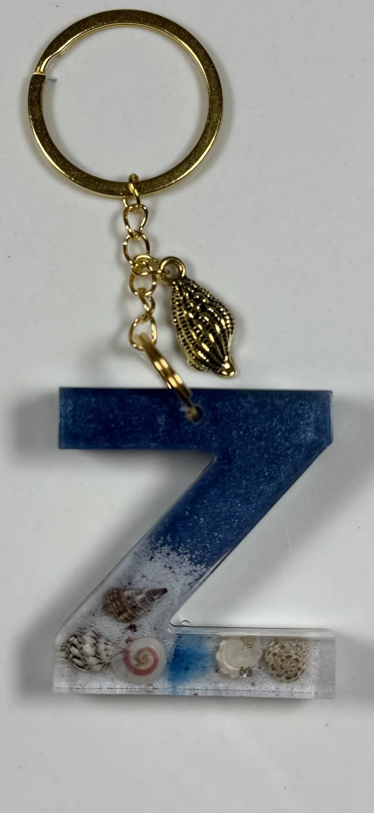 Ocean-Themed Resin Letter Z Keychain #32