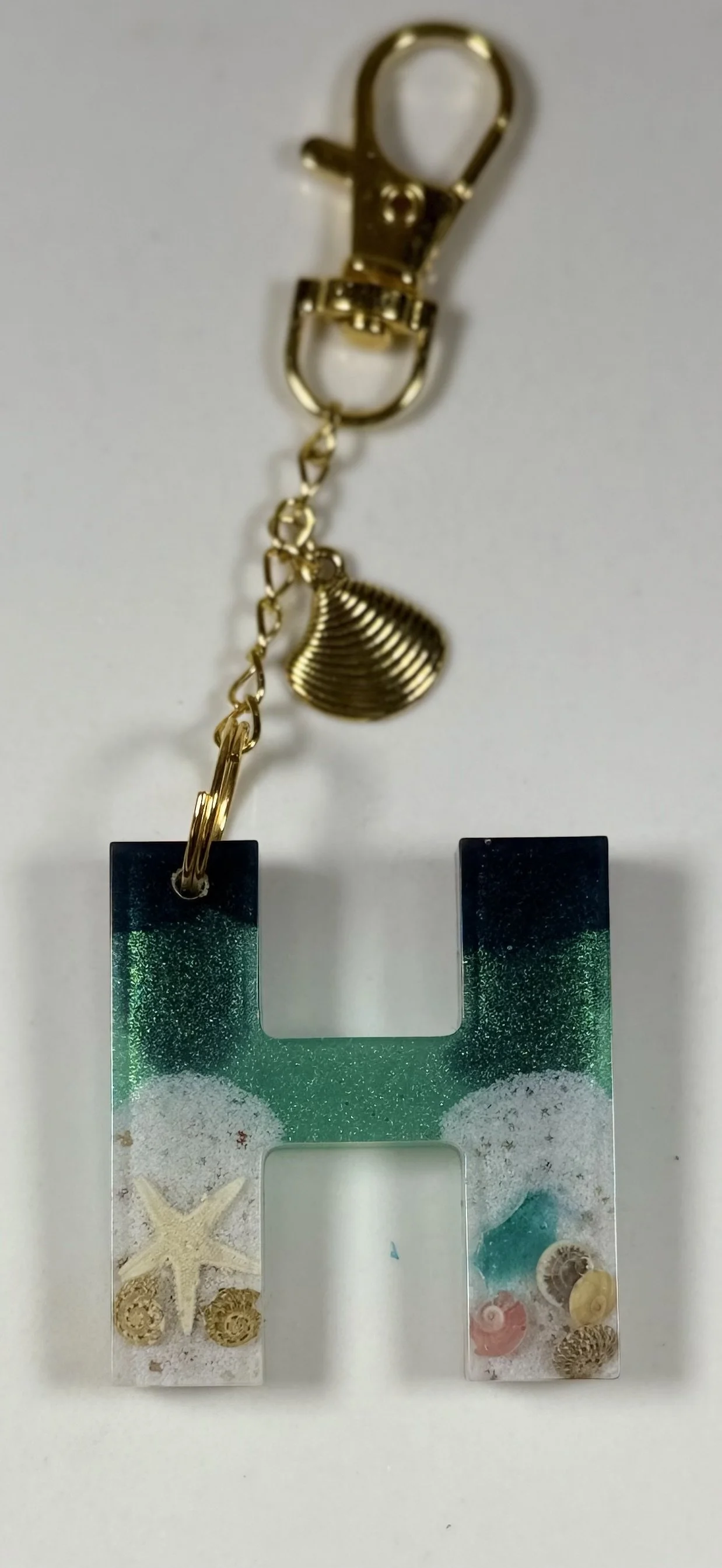 Ocean Bliss Resin 'H' Keychain #5