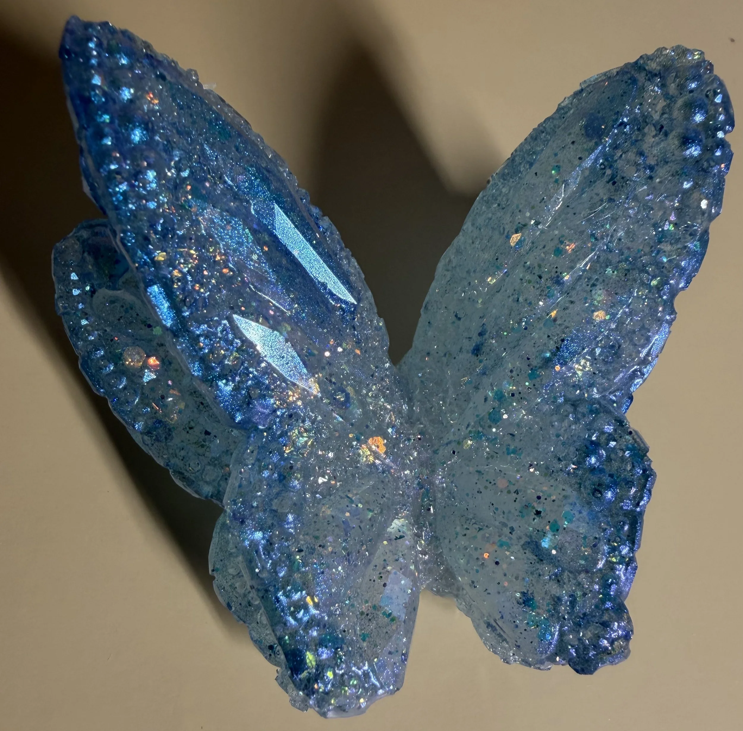 Sparkly Blue Resin Glitter 3D Butterfly Decor