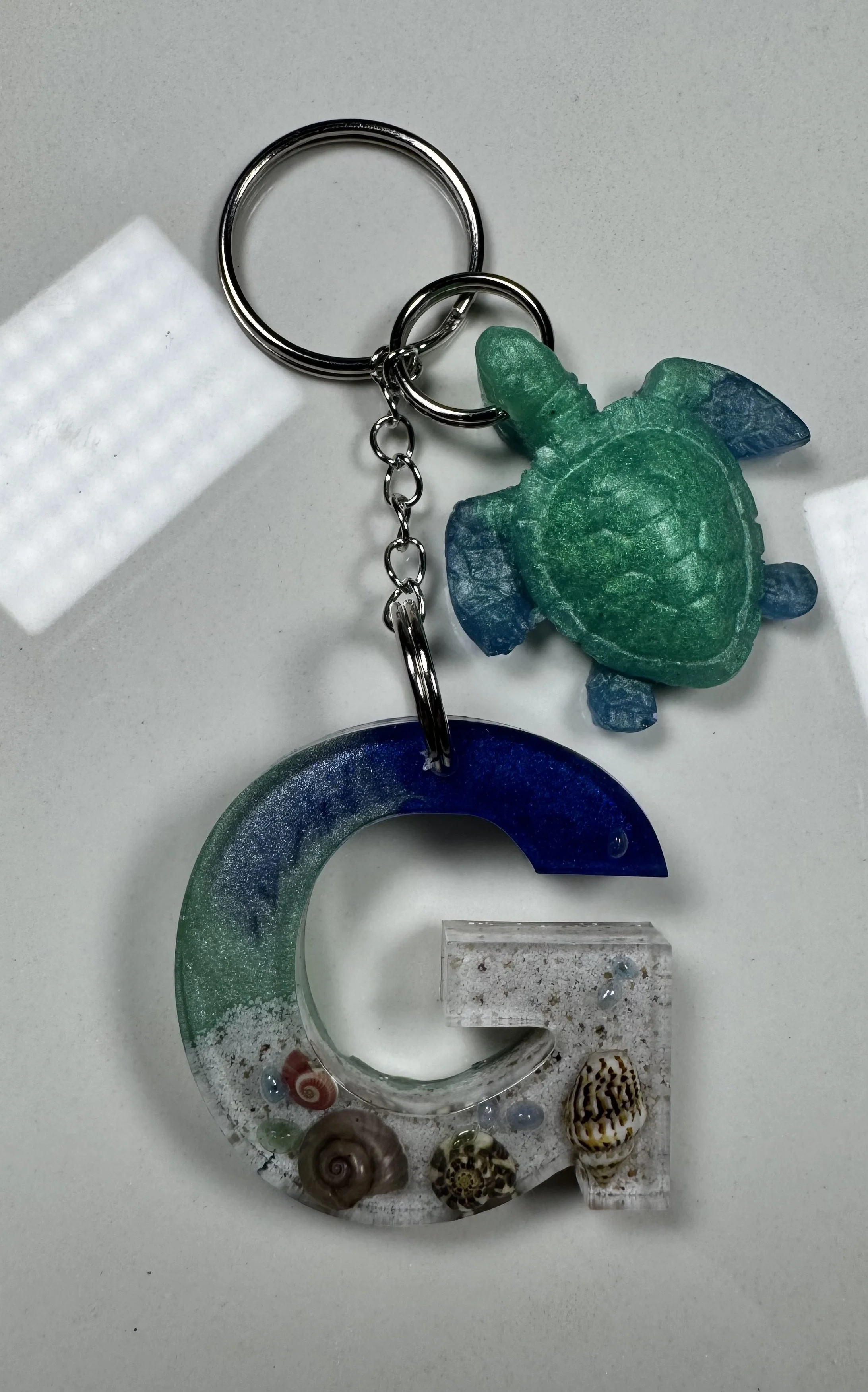 Ocean Bliss Resin Letter 'G' Keychain #99