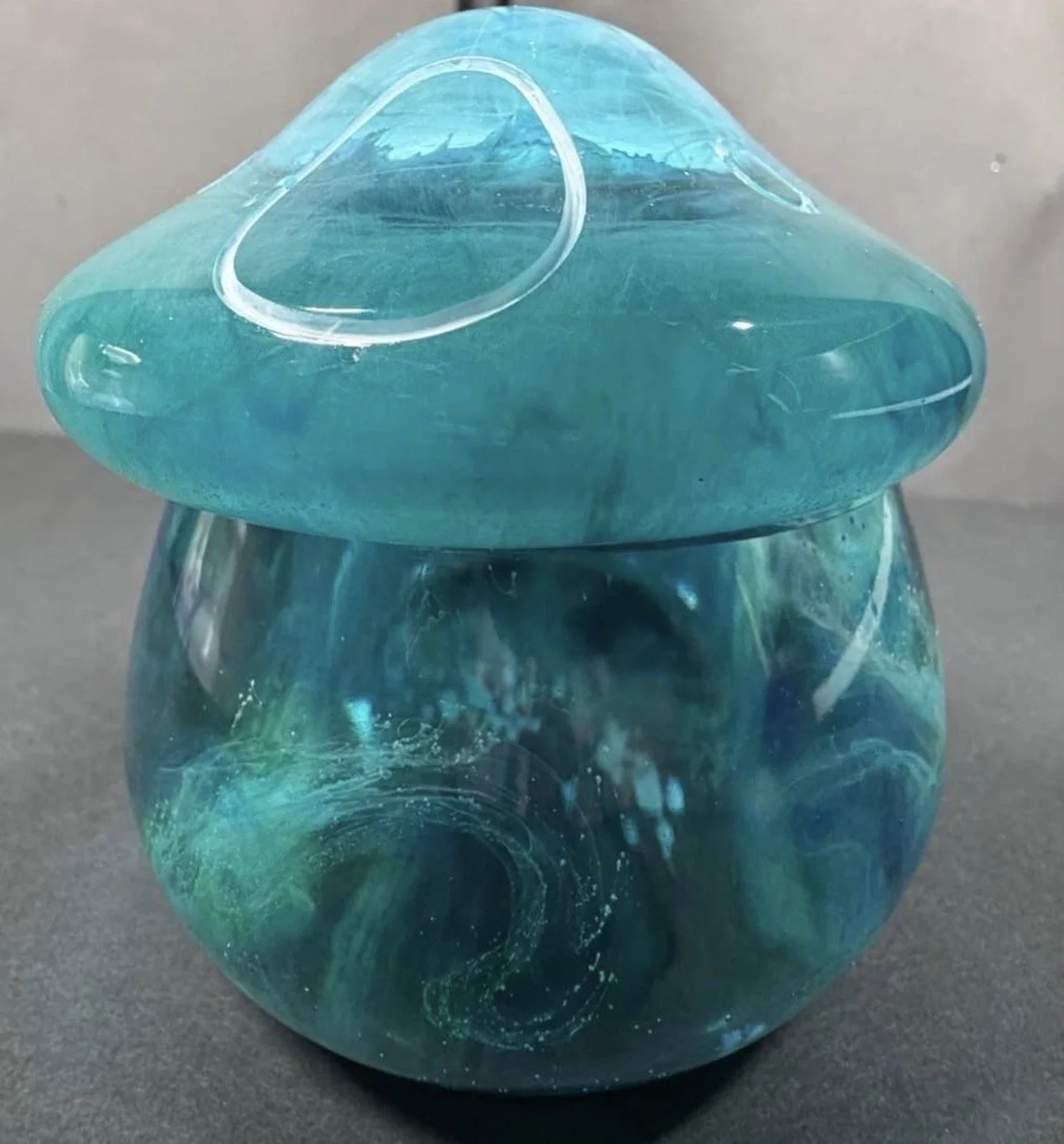 Teal Blue Resin Mushroom Container